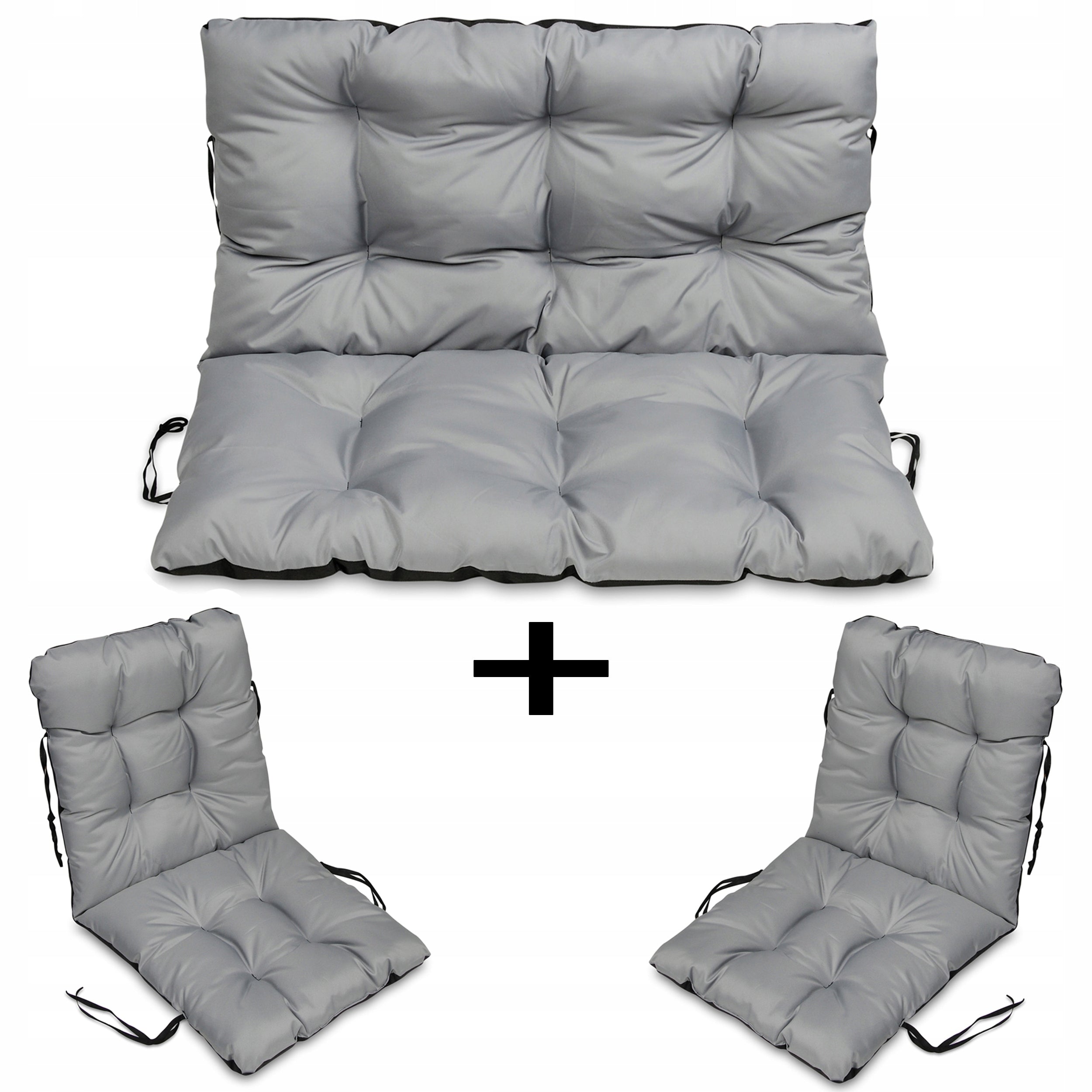 GARDEN CUSHIONS for furniture 2x CHAIR cushion 1 FOR COUCH 120x110 grey Manufacturer Superkissen24