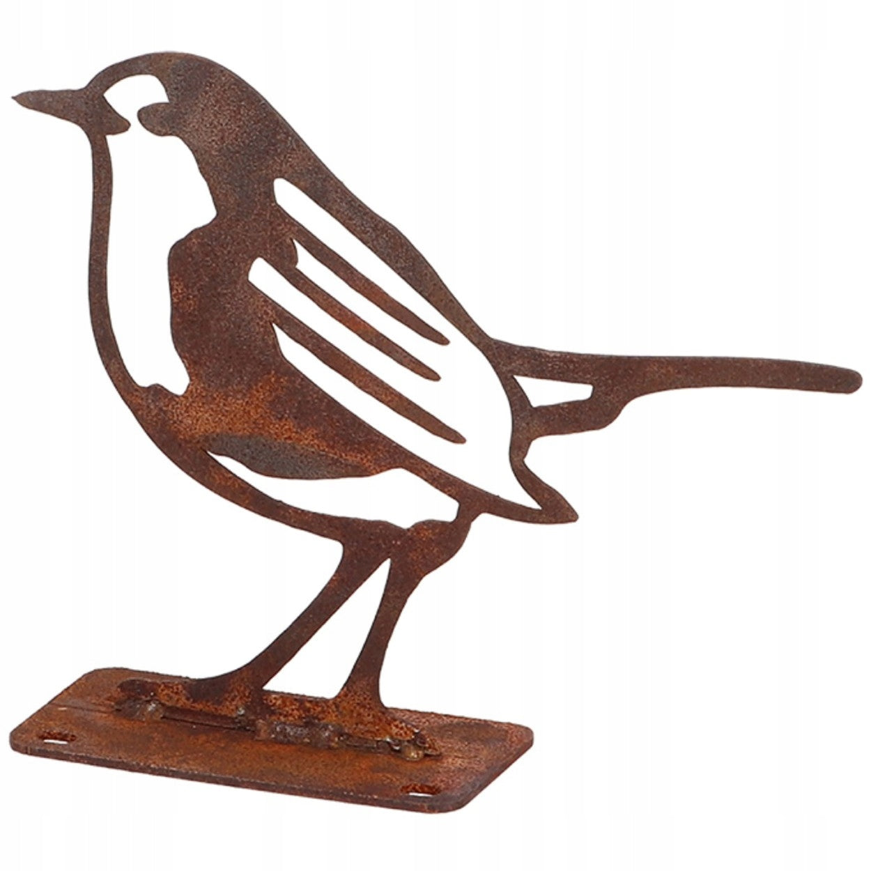 GARDEN DECORATION BIRD robin steel corten rusty rust standing ornament h10cm