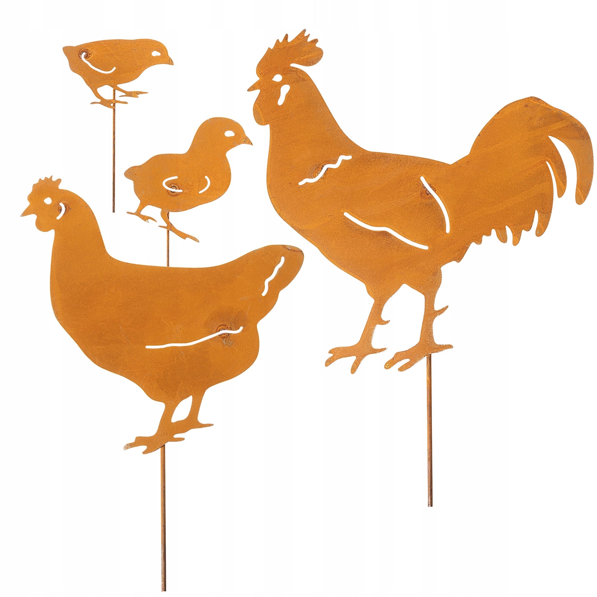 GARDEN DECORATION CHICKENS CORTEN 34cm STEEL DECORATION FOR GARDEN RUST KORTEN Kind decoration