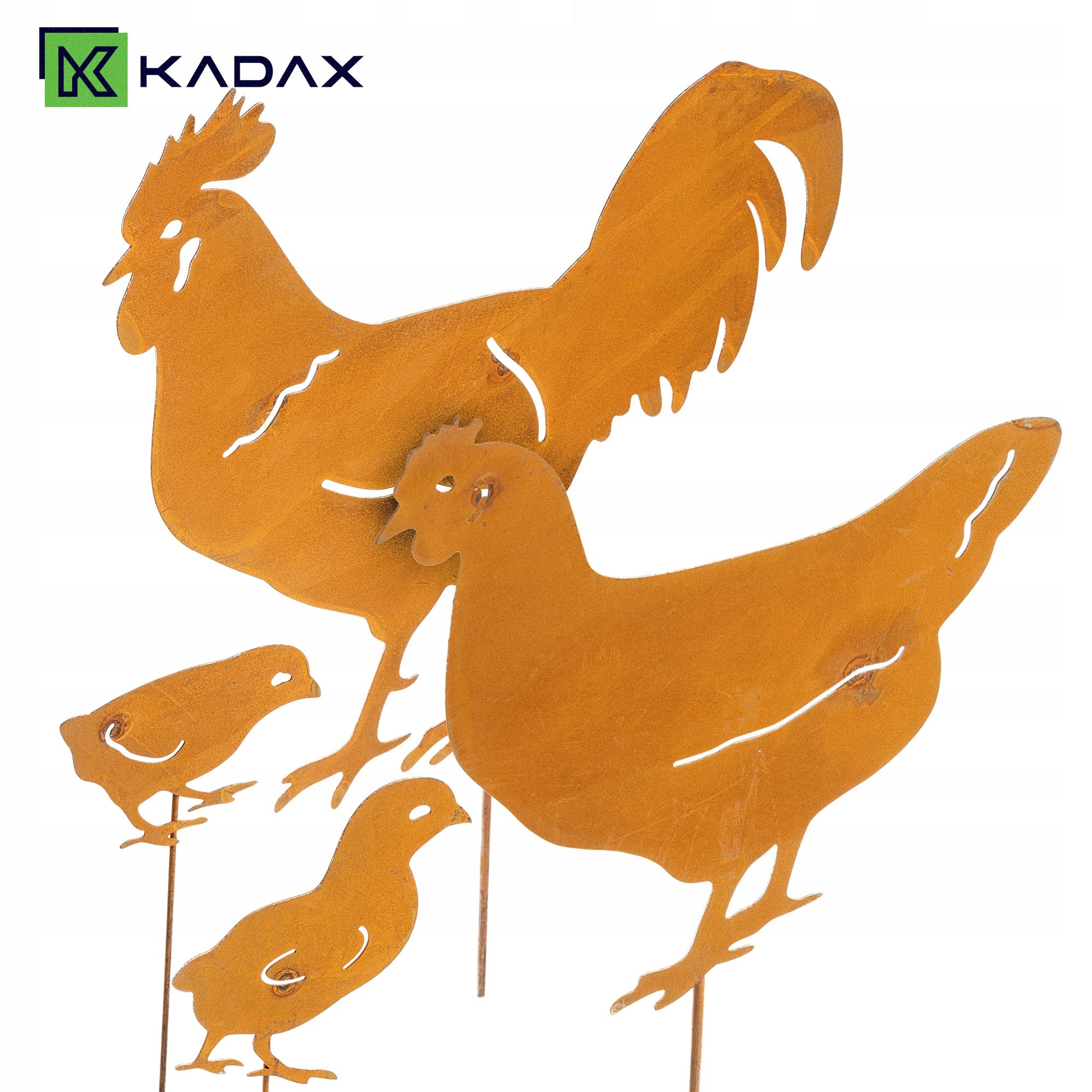 GARDEN DECORATION CHICKENS CORTEN 34cm STEEL DECORATION FOR GARDEN RUST KORTEN Manufacturer Kadax