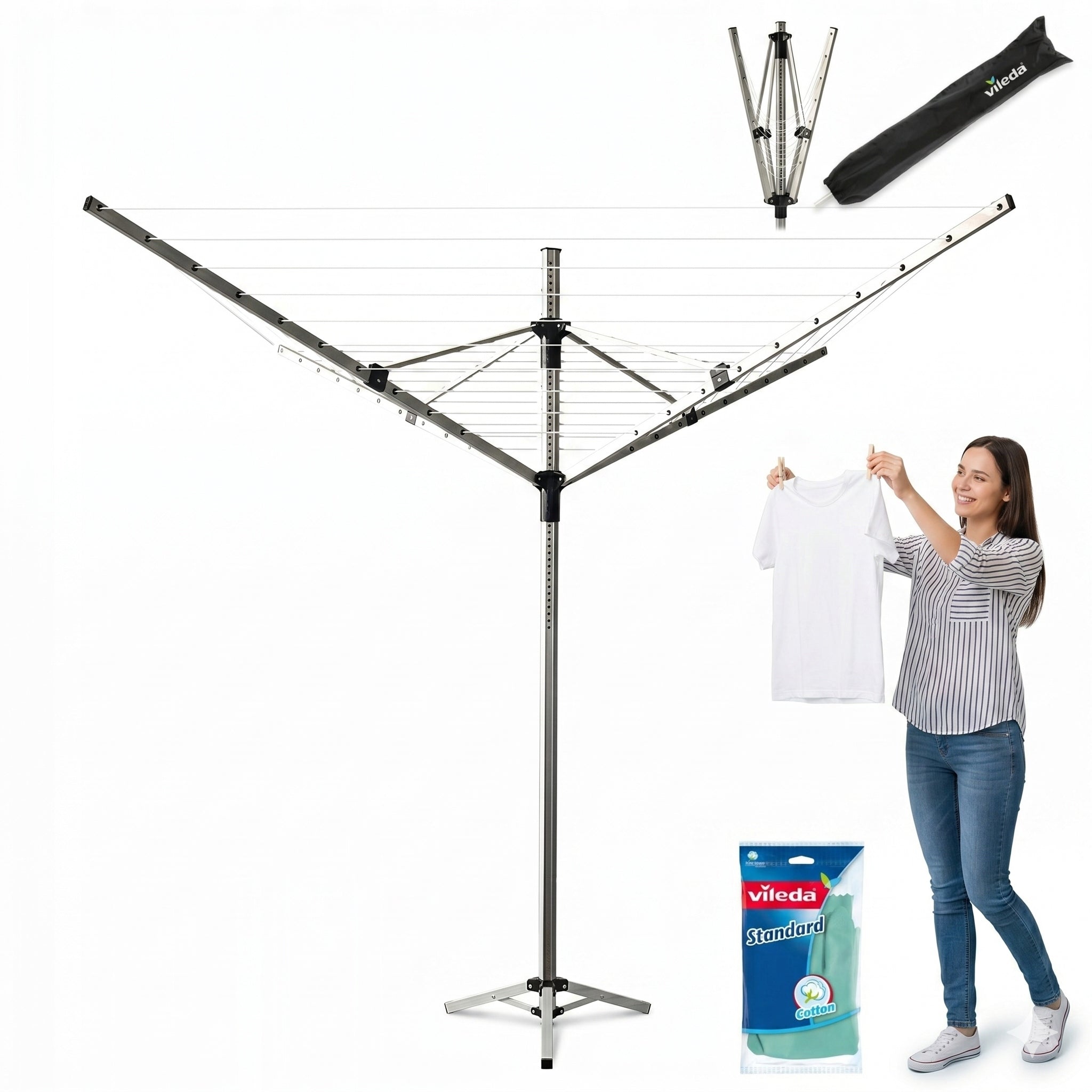 GARDEN DRYER EXTRA LARGE ROOMY FOR WASHING 4 ARMS 50M + COVER