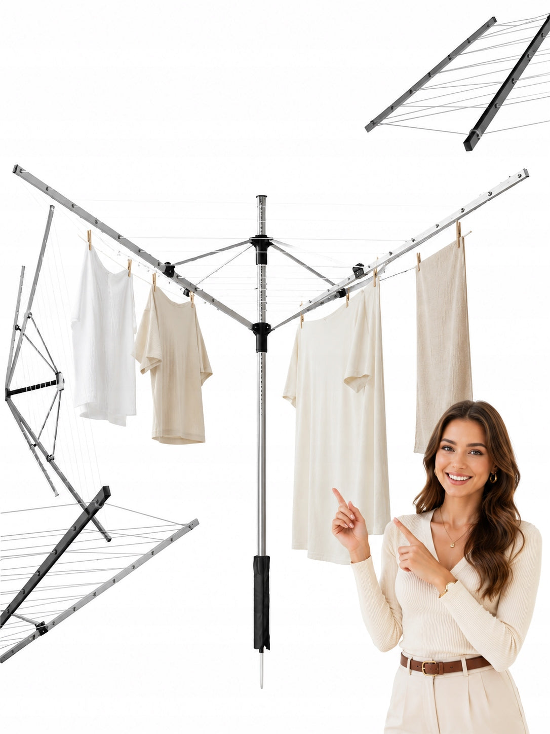 GARDEN DRYER FOR LAUNDRY SWIVEL UNDERWEAR 50M + COVER EASY INSTALLATION
