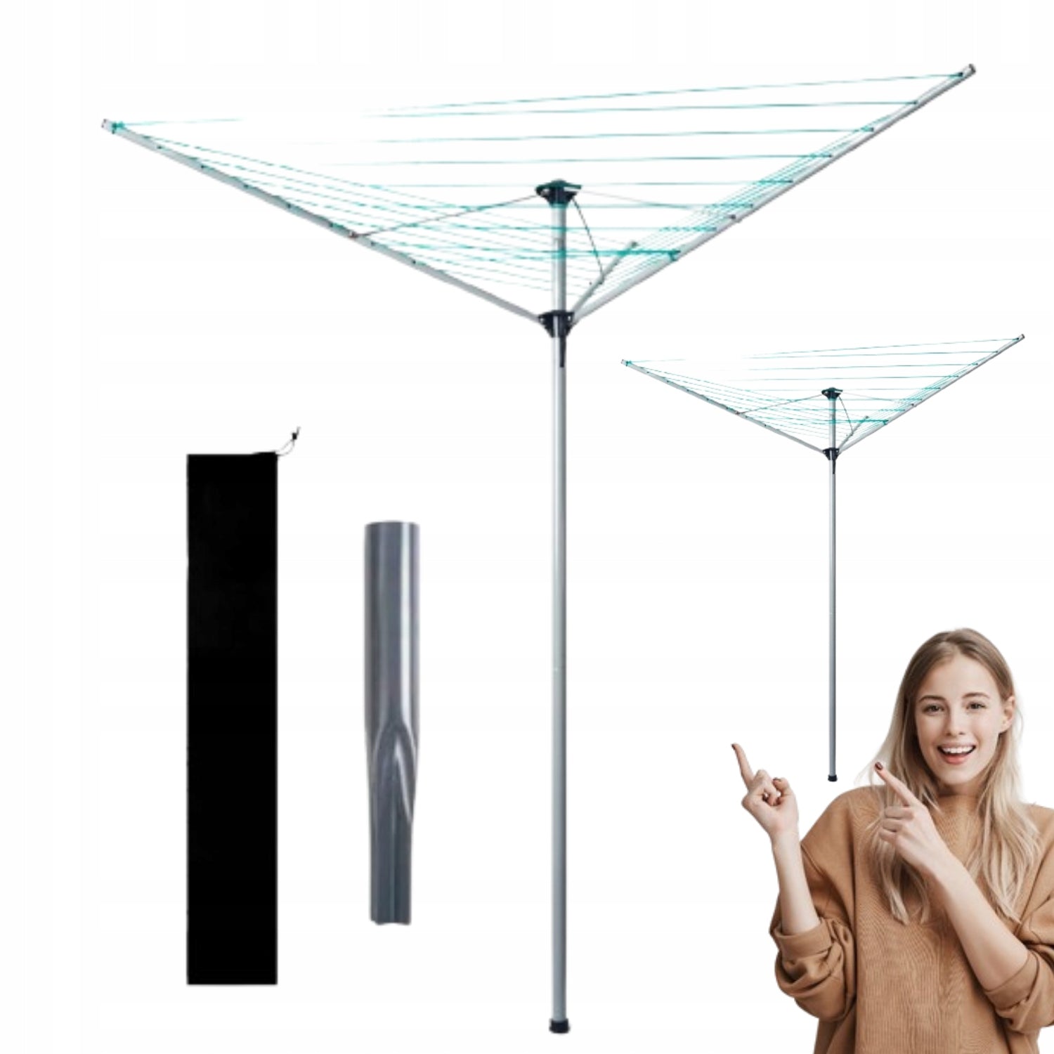 GARDEN DRYER LAUNDRY UNDERWEAR PROMIS ROTATING 182CM ANCHOR + COVER