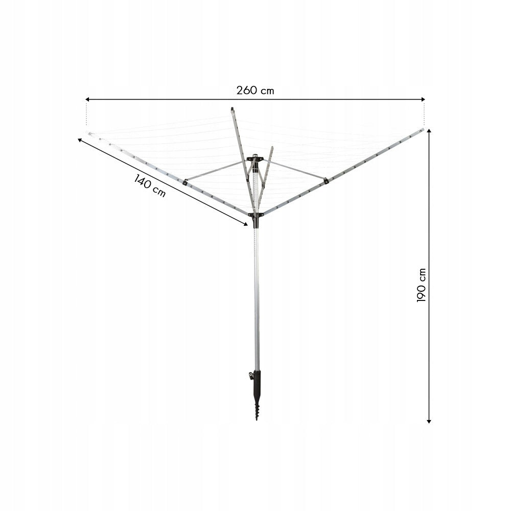 GARDEN DRYER MODERNHOME 60M ALUMINIUM ROTATING Unfolded width 260 cm