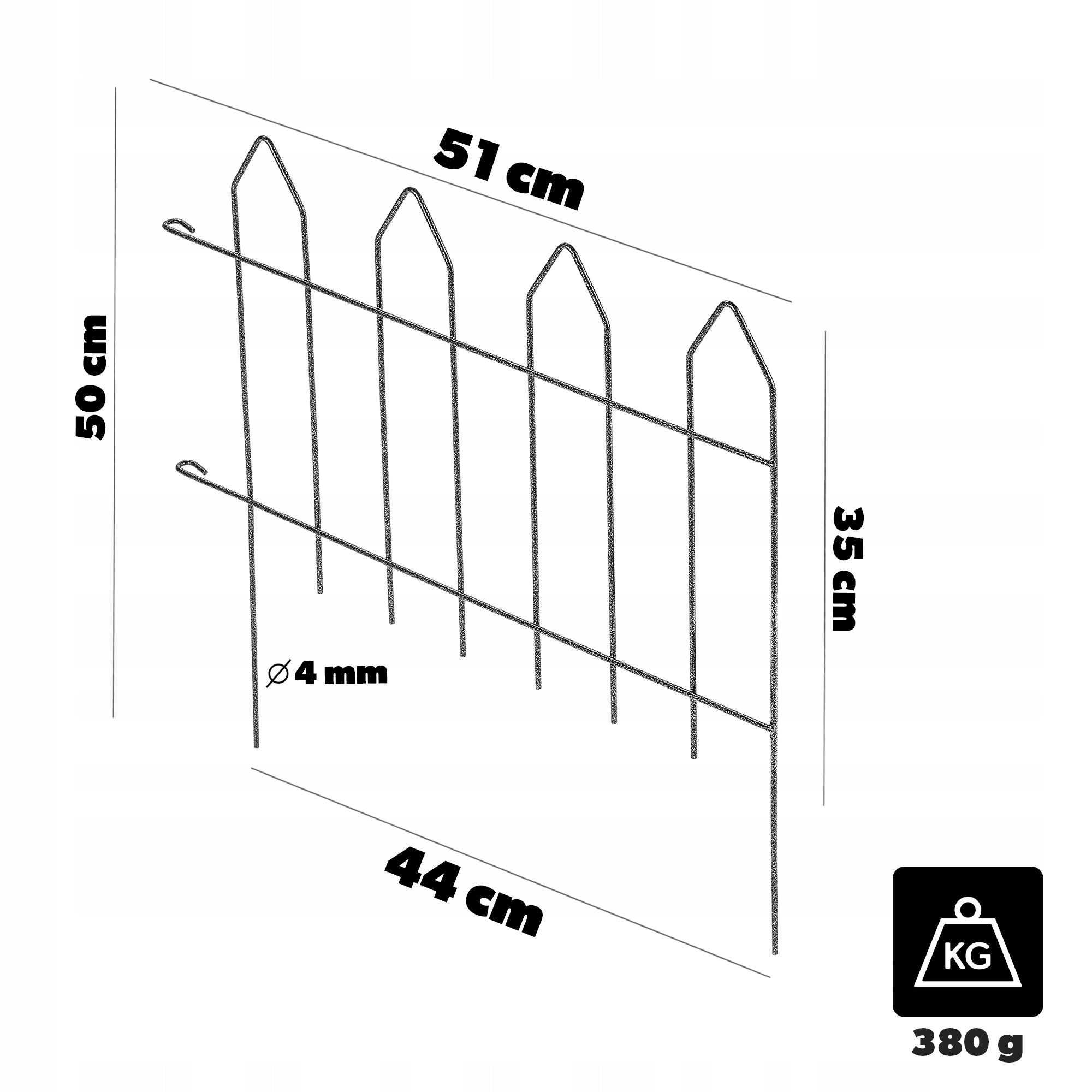 GARDEN FENCE METAL PALISADE EDGING WELDED FENCE 50cm HIGH Manufacturer Kadax