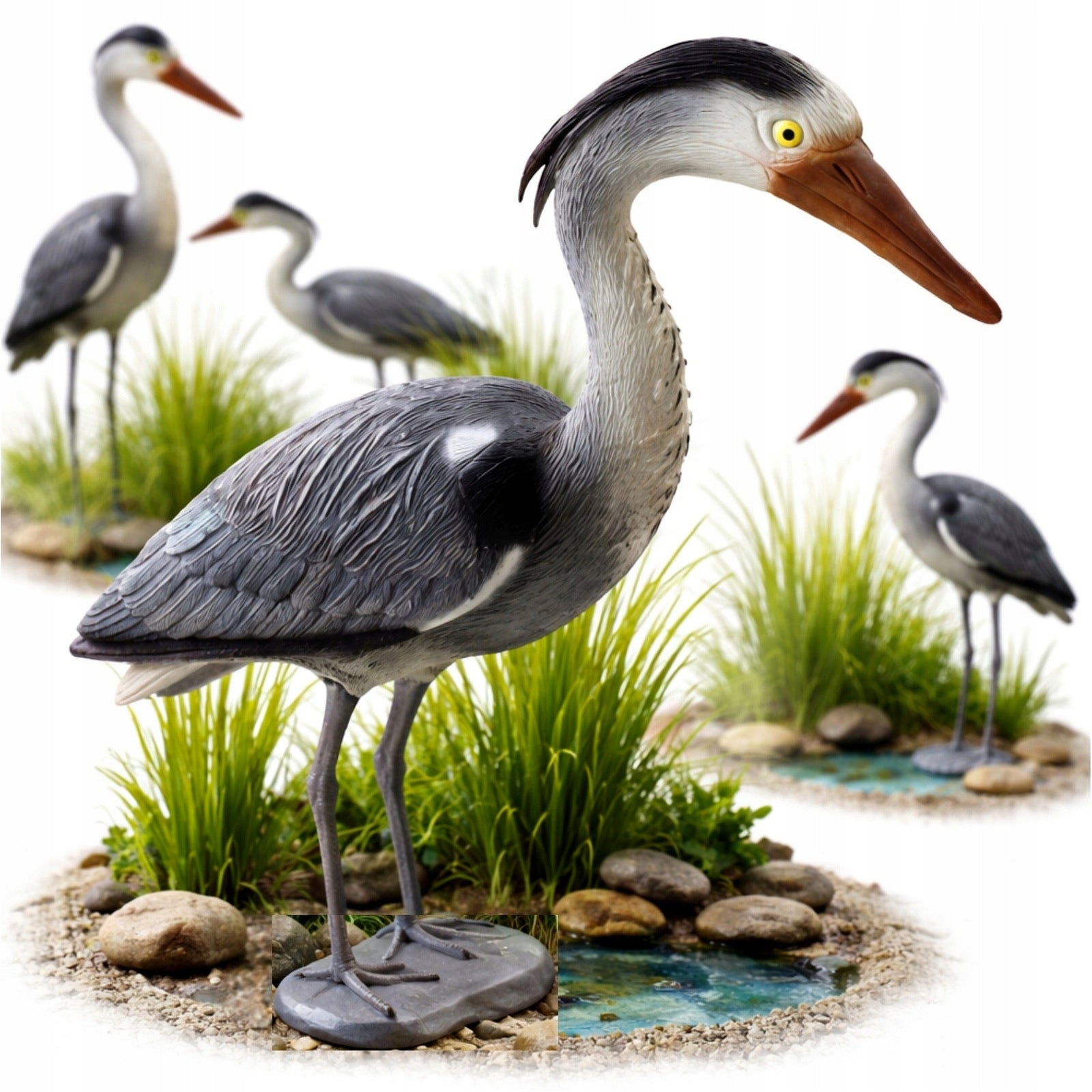 GARDEN FIGURE FIGURINE DECORATION FOR GARDEN DECORATION HERON LARGE 70cm XXL