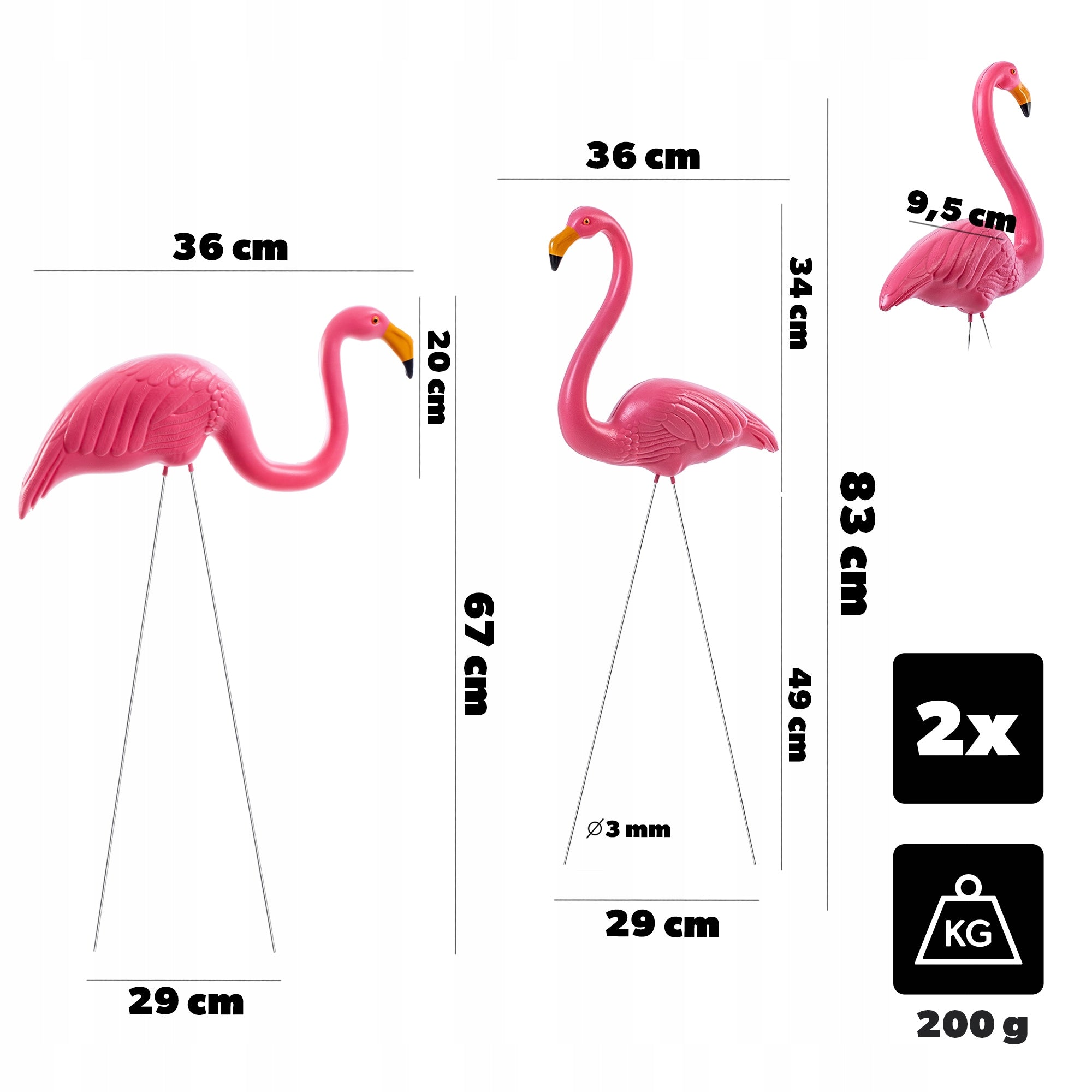 GARDEN FIGURE FIGURINE DECORATION FOR GARDEN FLAMINGO FIGURES 2 PIECES Manufacturer Kadax