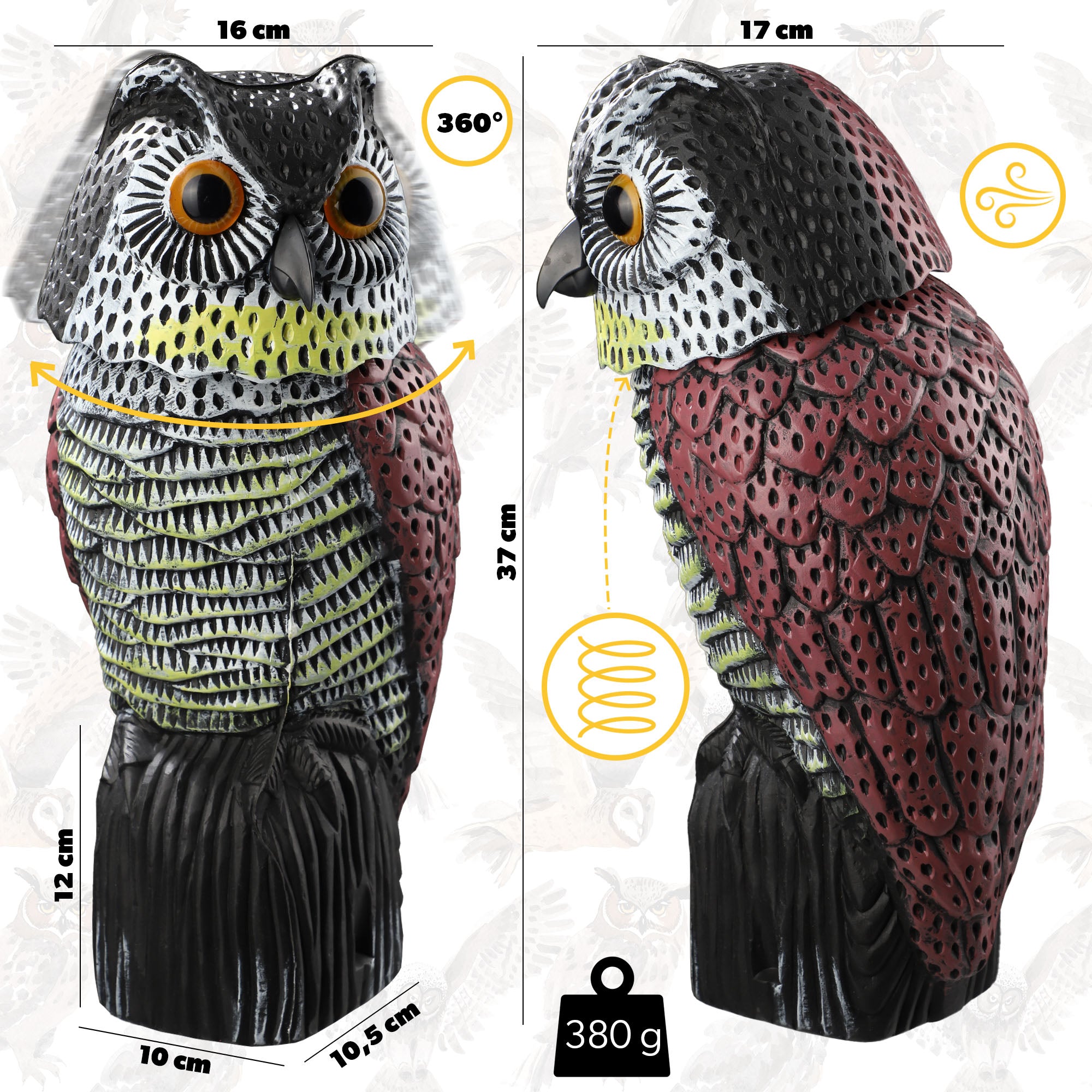 GARDEN FIGURE FIGURINE DECORATION OWL MOVING HEAD FOR GIFT Manufacturer code K5312