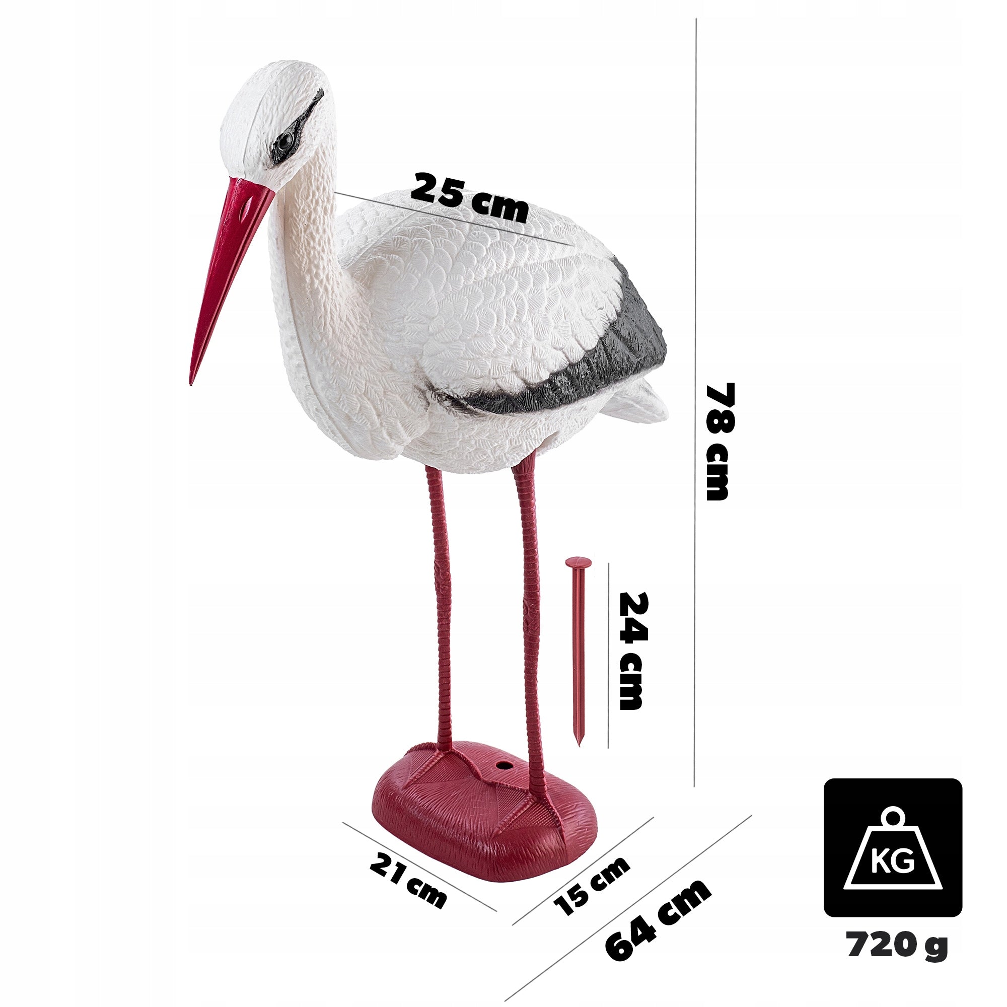 GARDEN FIGURE FIGURINE DECORATION STORK STANDING FOR GARDEN LARGE XXL Manufacturer Kadax