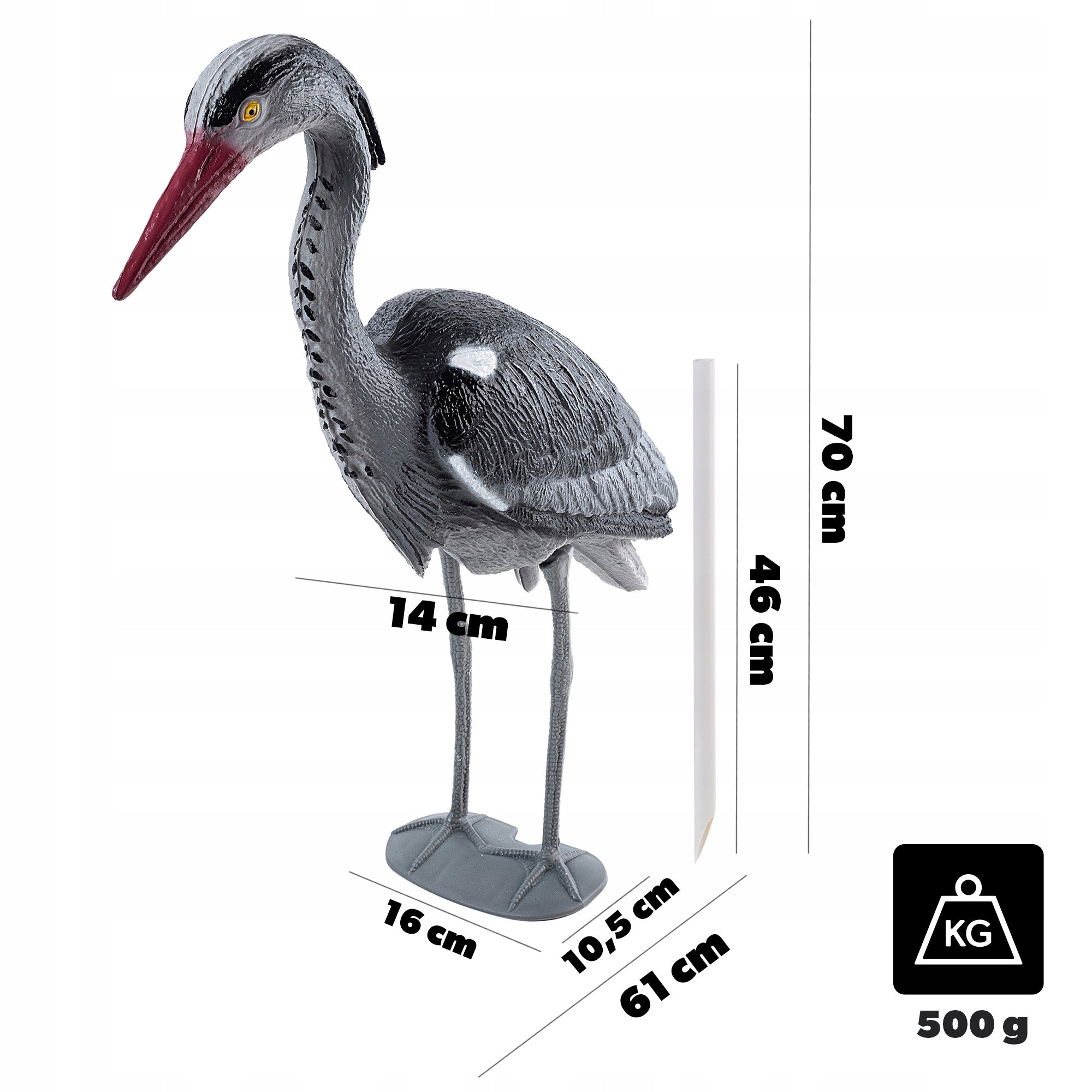 GARDEN FIGURE HERON LARGE 70cm FIGURINE GARDEN DECORATION XXL Manufacturer code K5313