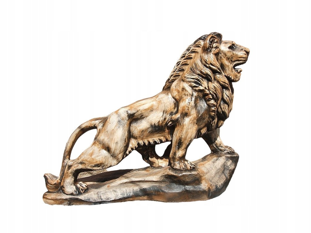 GARDEN FIGURE LION GIANT COUPLE CAST ARTIFICIAL STONE BRONZE AG-BET Type sculpture (figure)
