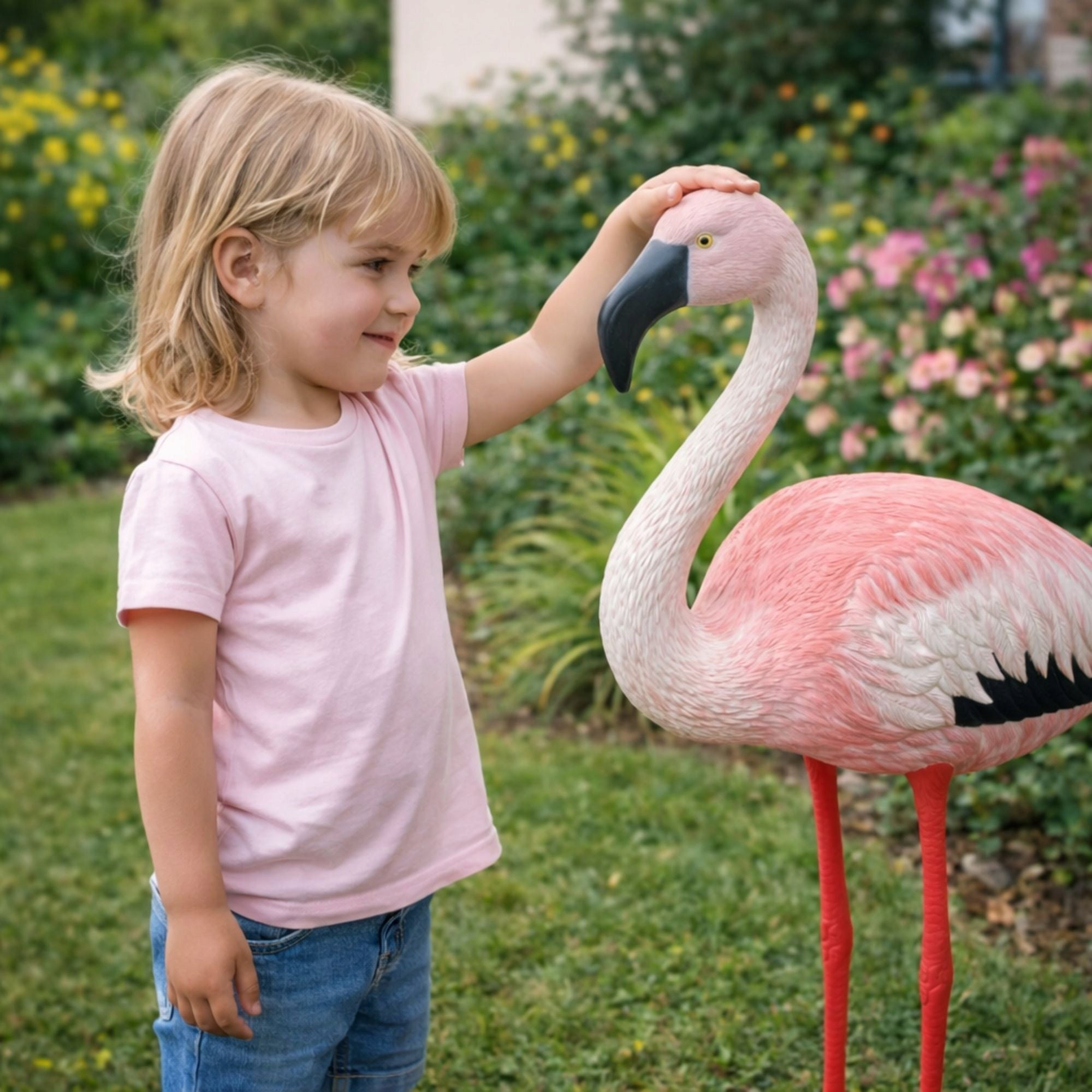 GARDEN FIGURINE FIGURE DECORATION FOR THE GARDEN LIKE A LIVING FLAMINGO STANDING 78 CM Manufacturer code SDH685