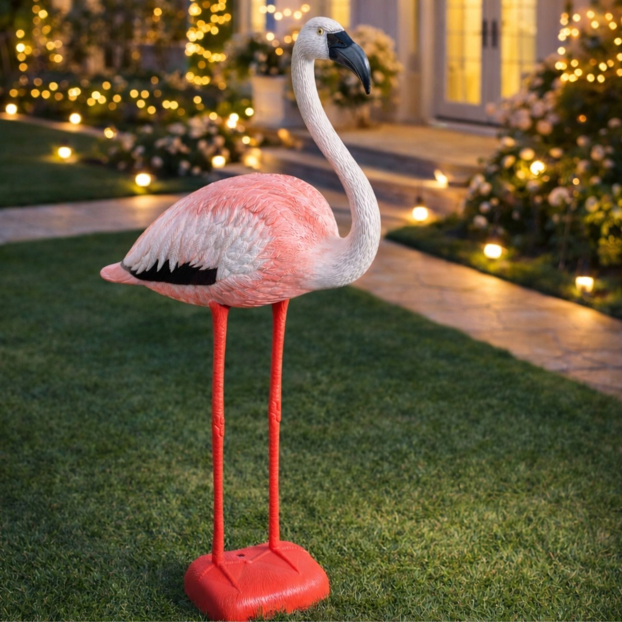 GARDEN FIGURINE FIGURE DECORATION FOR THE GARDEN LIKE A LIVING FLAMINGO STANDING 78 CM Product height 78 cm