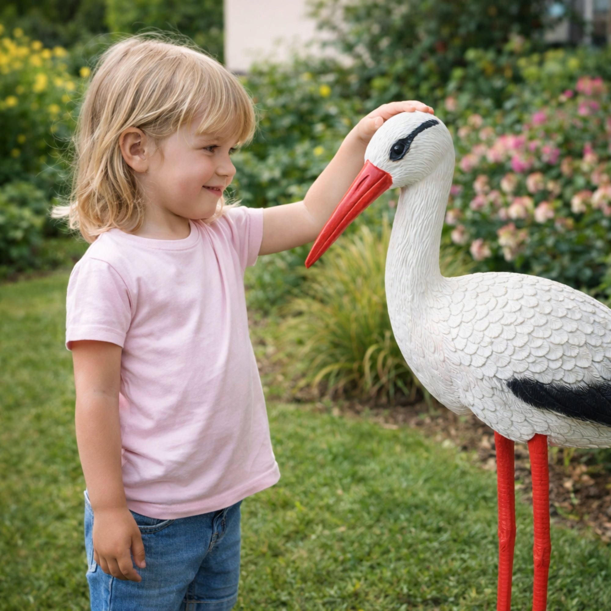 GARDEN FIGURINE FIGURE DECORATION FOR THE GARDEN LIKE A LIVING STORK STANDING 78CM XL Manufacturer JohnGreen