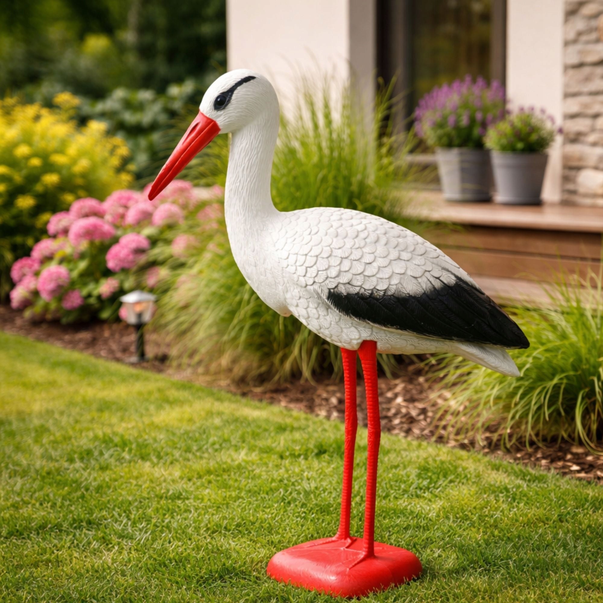 GARDEN FIGURINE FIGURE DECORATION FOR THE GARDEN LIKE A LIVING STORK STANDING 78CM XL Product height 78 cm