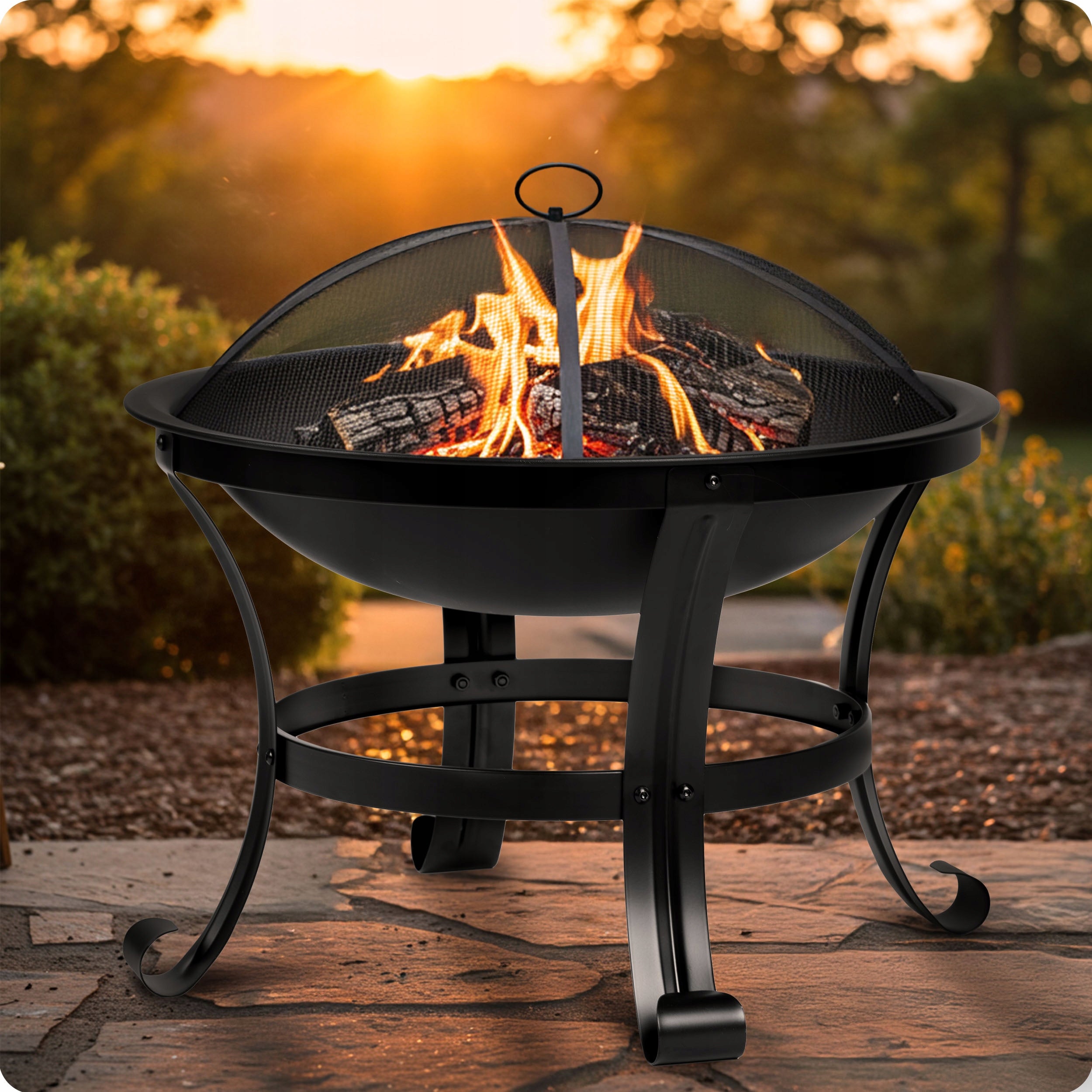 GARDEN FIREPLACE 60cm WITH HANDLES LARGE SOLID STEEL FIREPLACE GRILL Manufacturer Berdsen