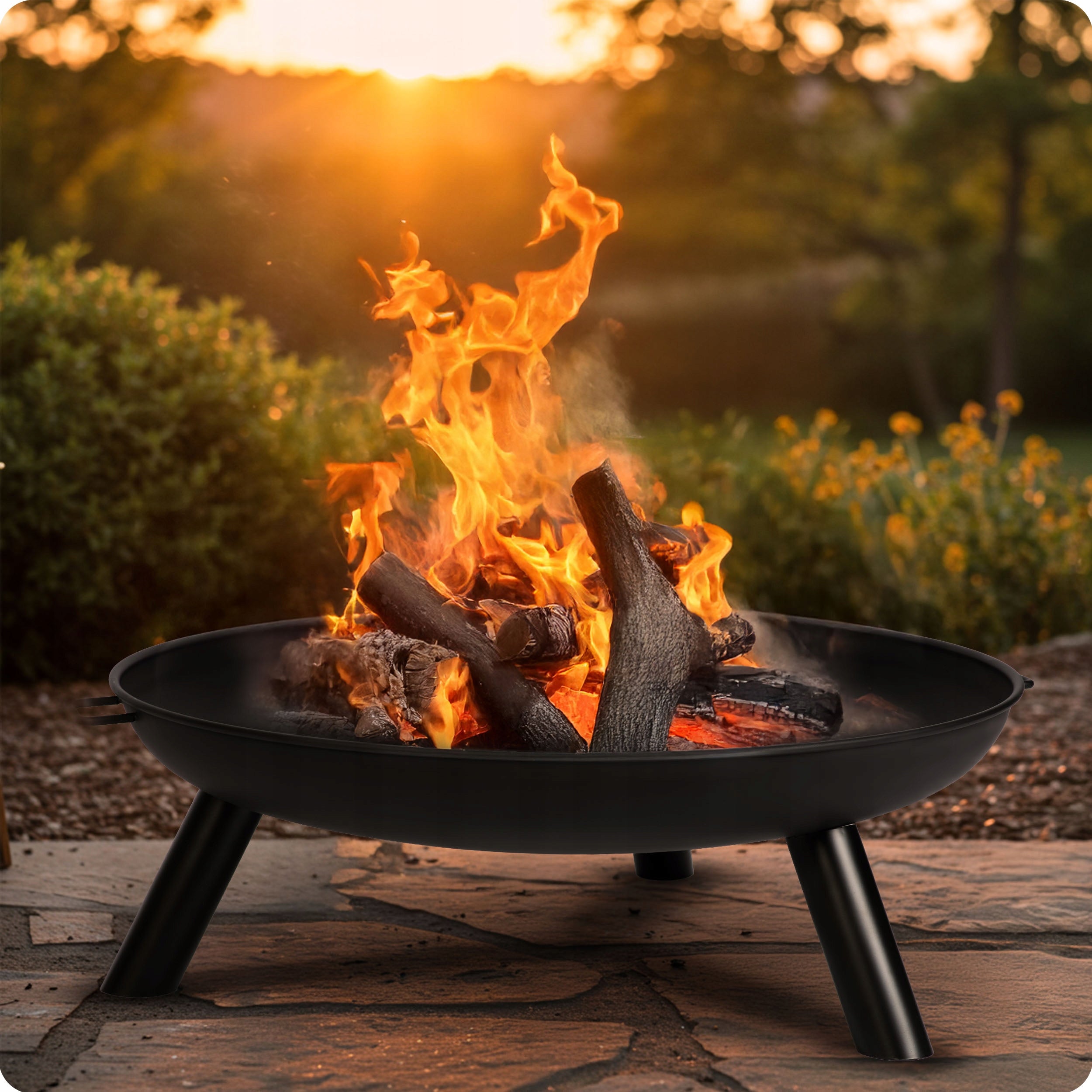 GARDEN FIREPLACE 80cm WITH HANDLES LARGE SOLID STEEL FIREPLACE GRILL Manufacturer Berdsen