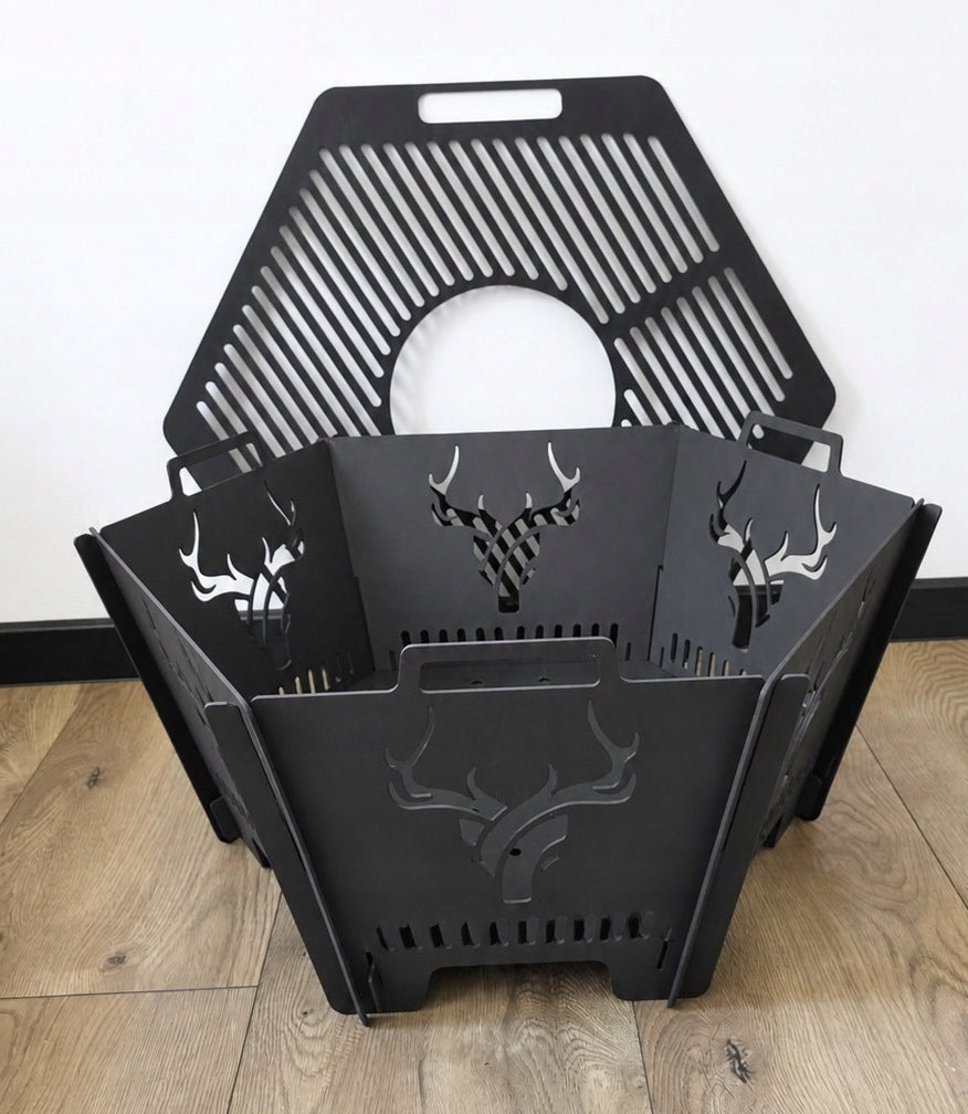 GARDEN FIREPLACE DEER WITH GRATE 2in1 FOLDING STEEL 3MM POLISH PRODUCT Manufacturer code POG1