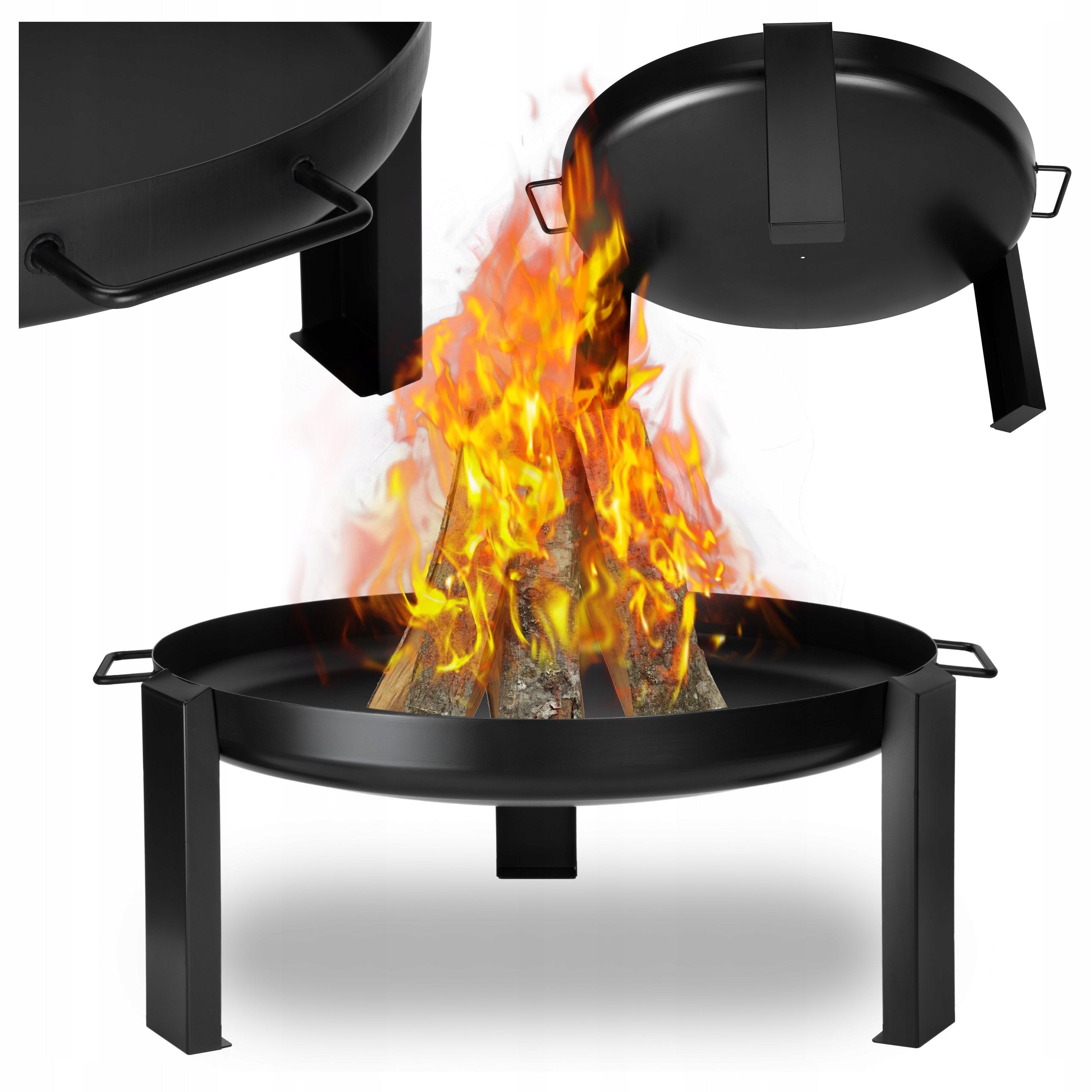 GARDEN FIREPLACE FOR FIREPLACE GRILL CAULDRON 80 CM STEEL WITH HANDLES