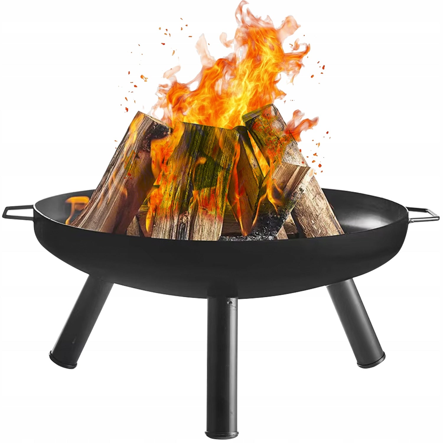 GARDEN FIREPLACE FOR FIREPLACE GRILL CAULDRON STEEL BLACK