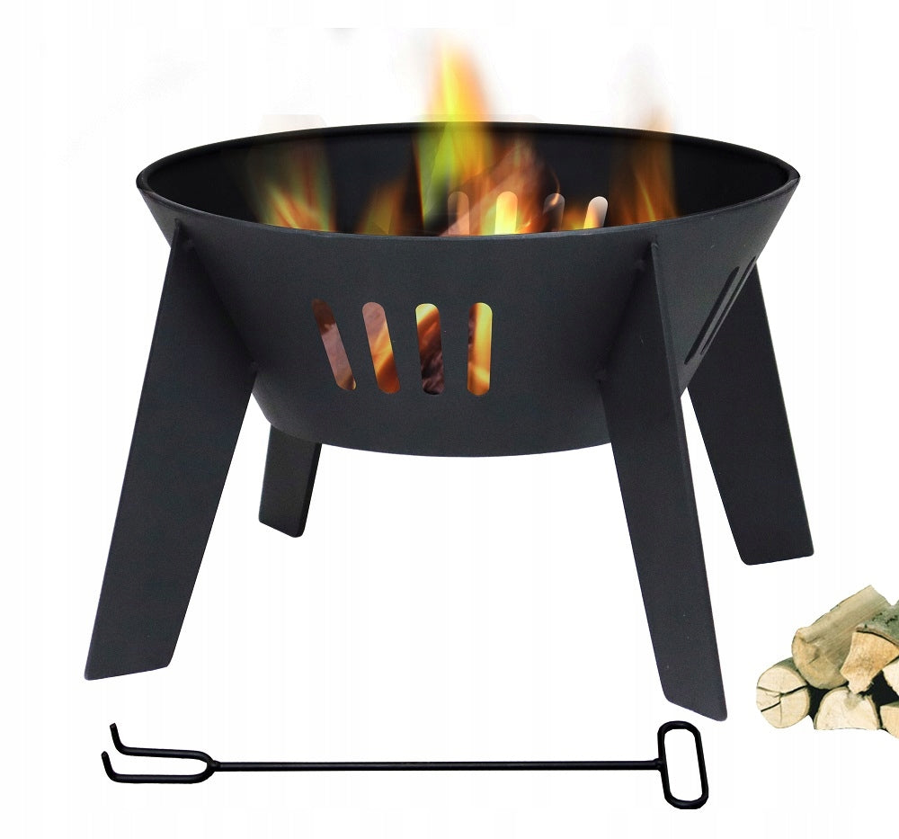 GARDEN FIREPLACE FOR FIRES STAINLESS STEEL FIREPLACE BLACK STEEL FREEBIE Product height 24 cm