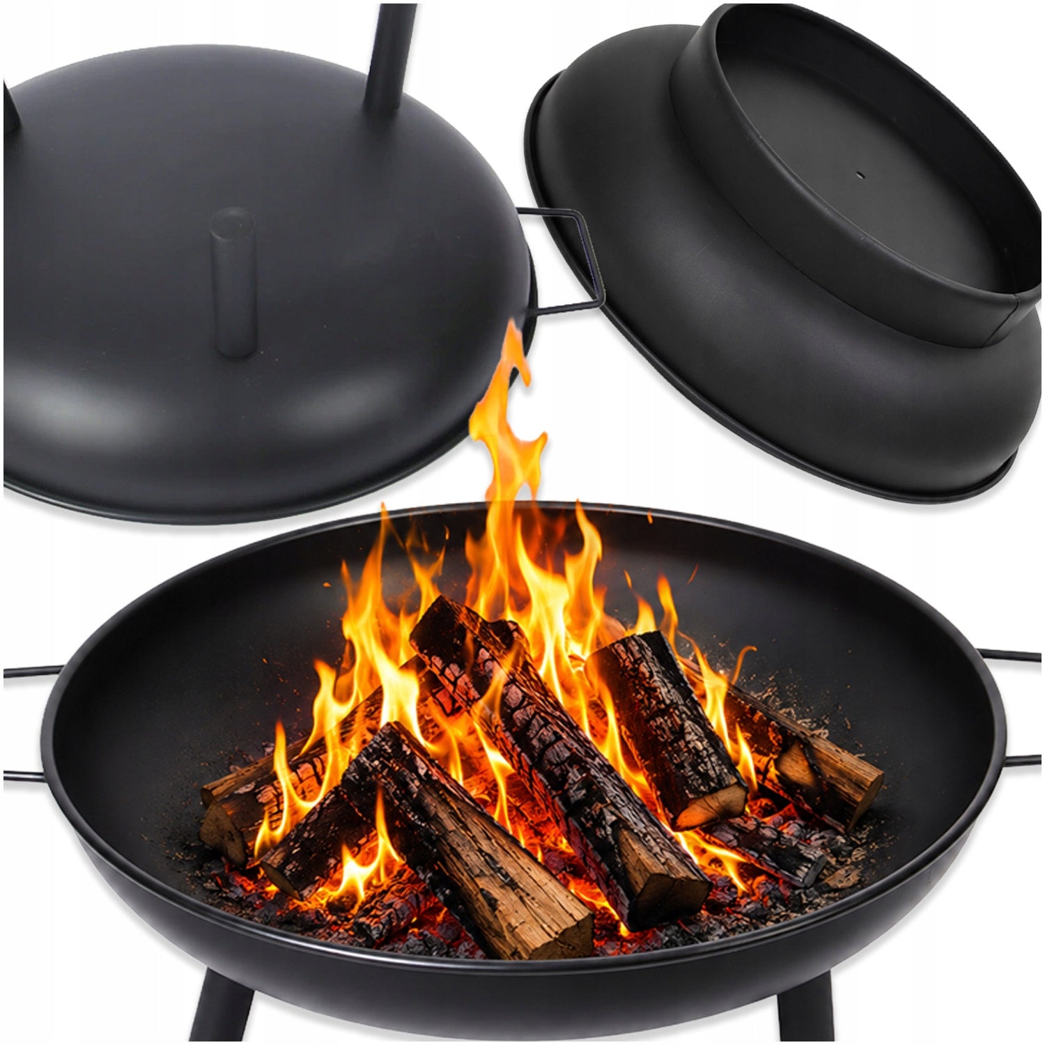 GARDEN FIREPLACE FOR GRILL CAULDRON 60CM FOR FIREPLACE STEEL BLACK HANDLES Manufacturer code G003