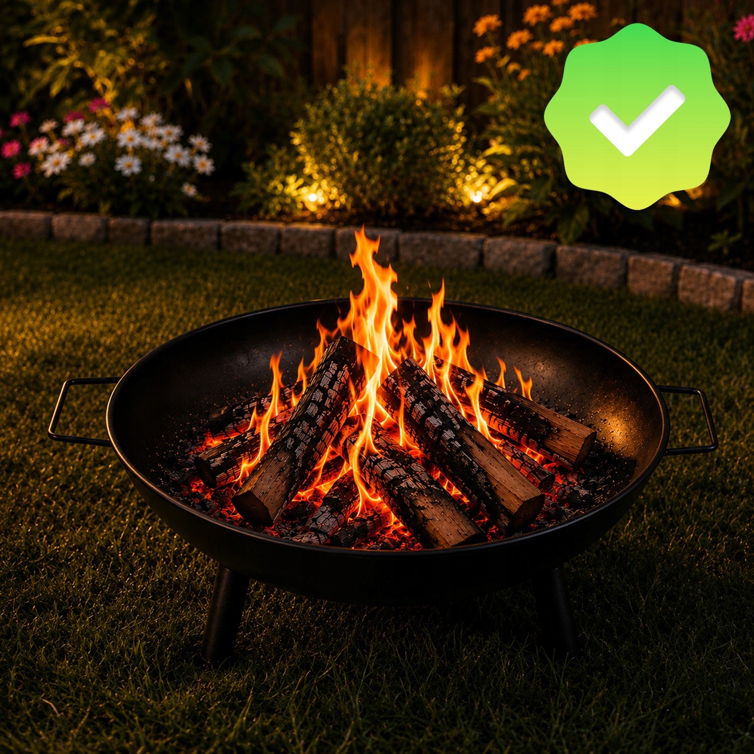 GARDEN FIREPLACE FOR GRILL CAULDRON 60CM FOR FIREPLACE STEEL BLACK HANDLES Weight 3 kg