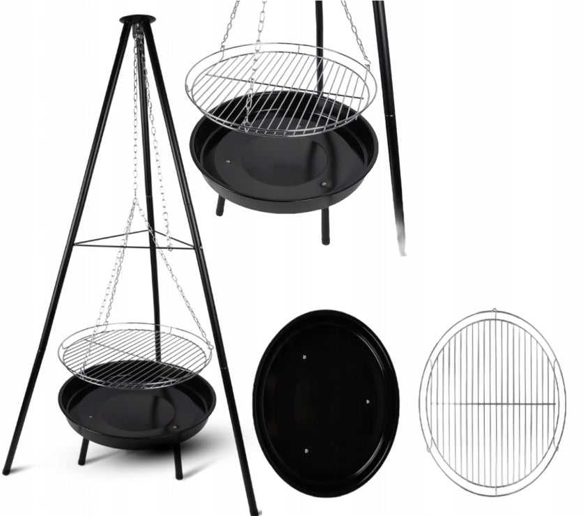 GARDEN FIREPLACE GRILL TRIPOD PORTABLE SPHERICAL STEEL GRATE 49x49 cm Manufacturer MalTec
