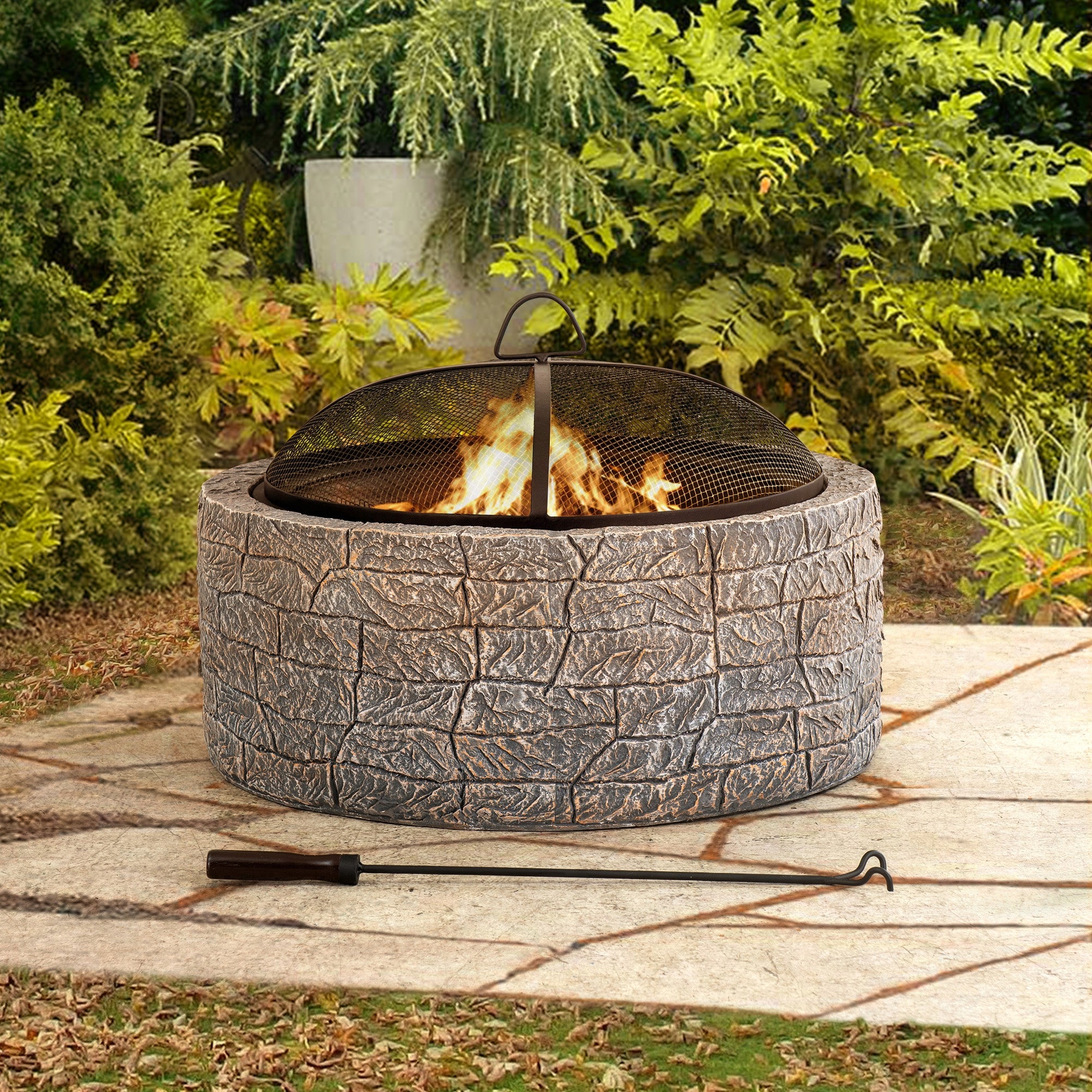 GARDEN FIREPLACE IMITATION CONCRETE GRILL 66cm STEEL EAN (GTIN) 0047793313658