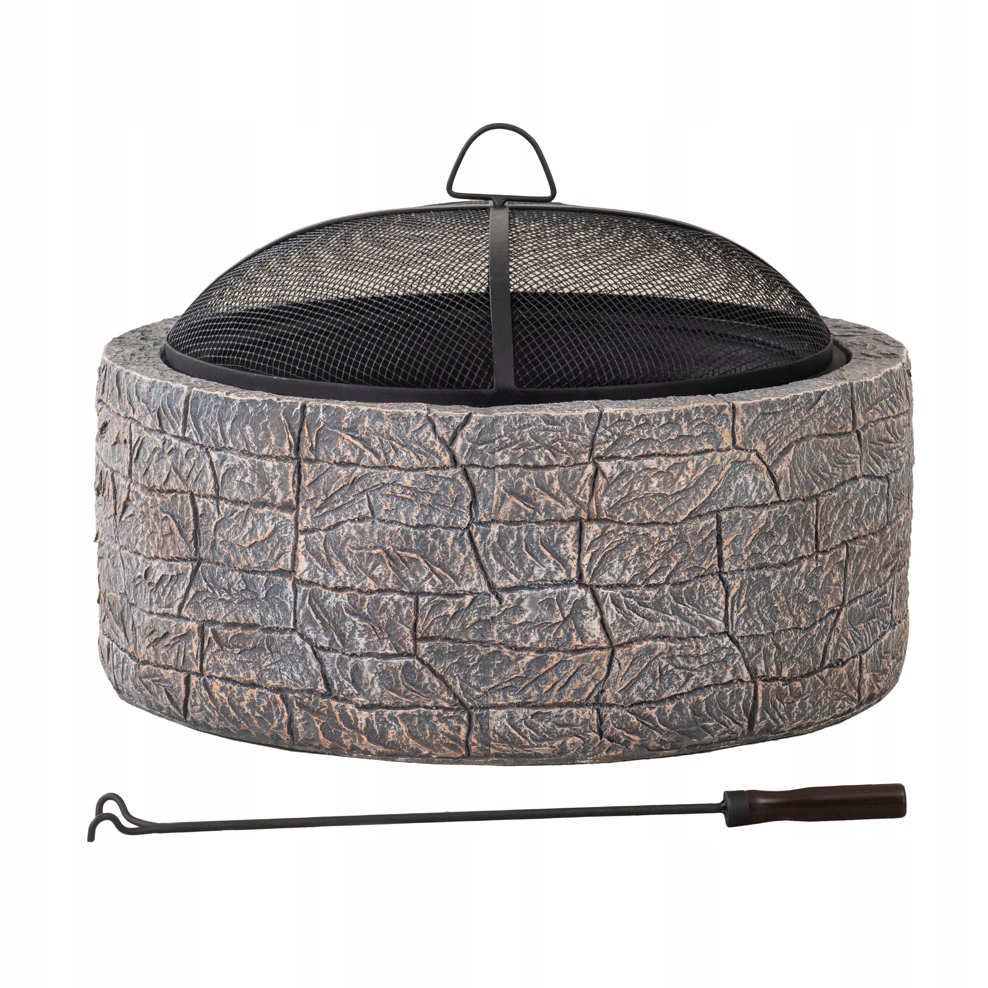 GARDEN FIREPLACE IMITATION CONCRETE GRILL 66cm STEEL