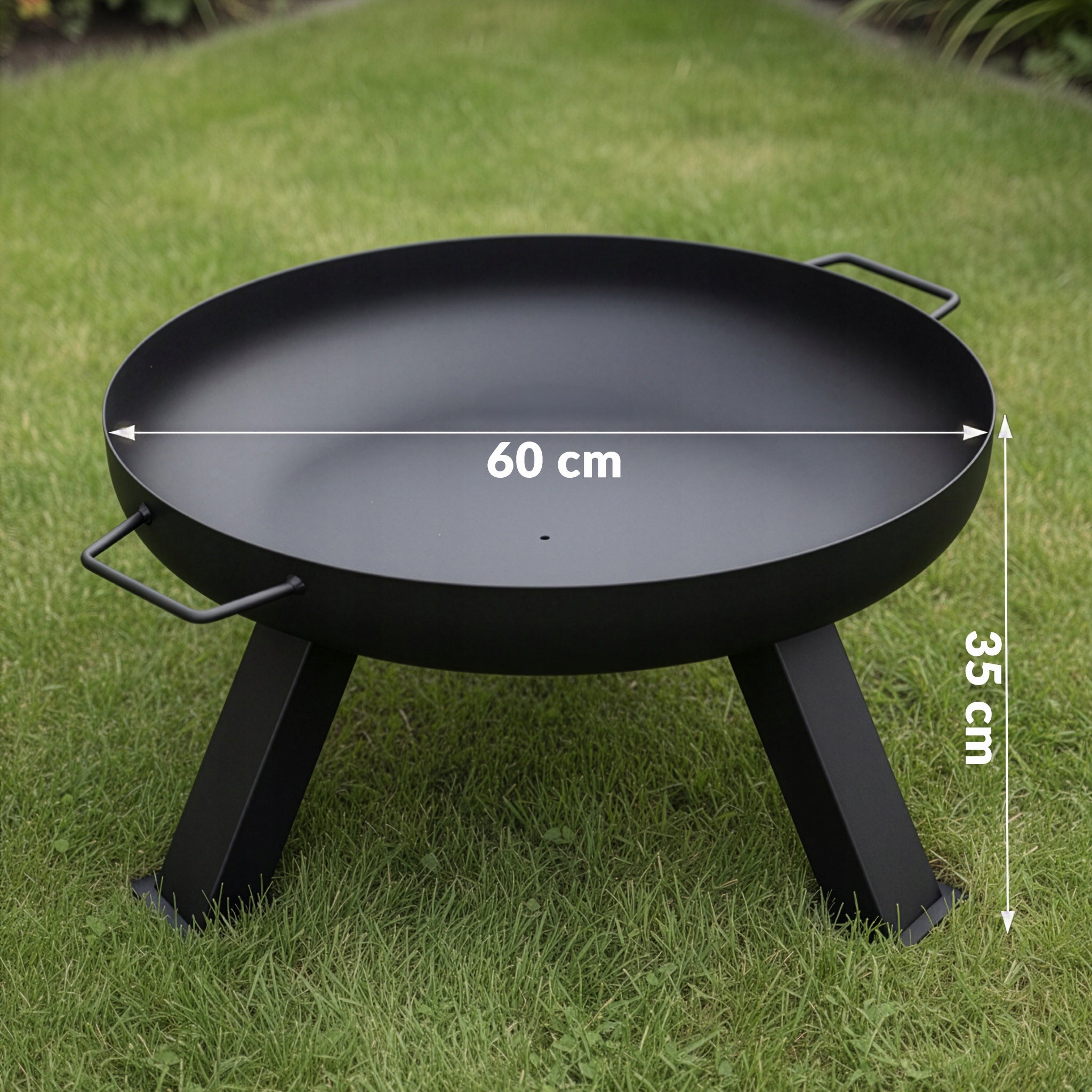 GARDEN FIREPLACE LARGE 60 CM FOR FIREPLACE GRILL STEEL BOILER BLACK XXL Product height 35 cm