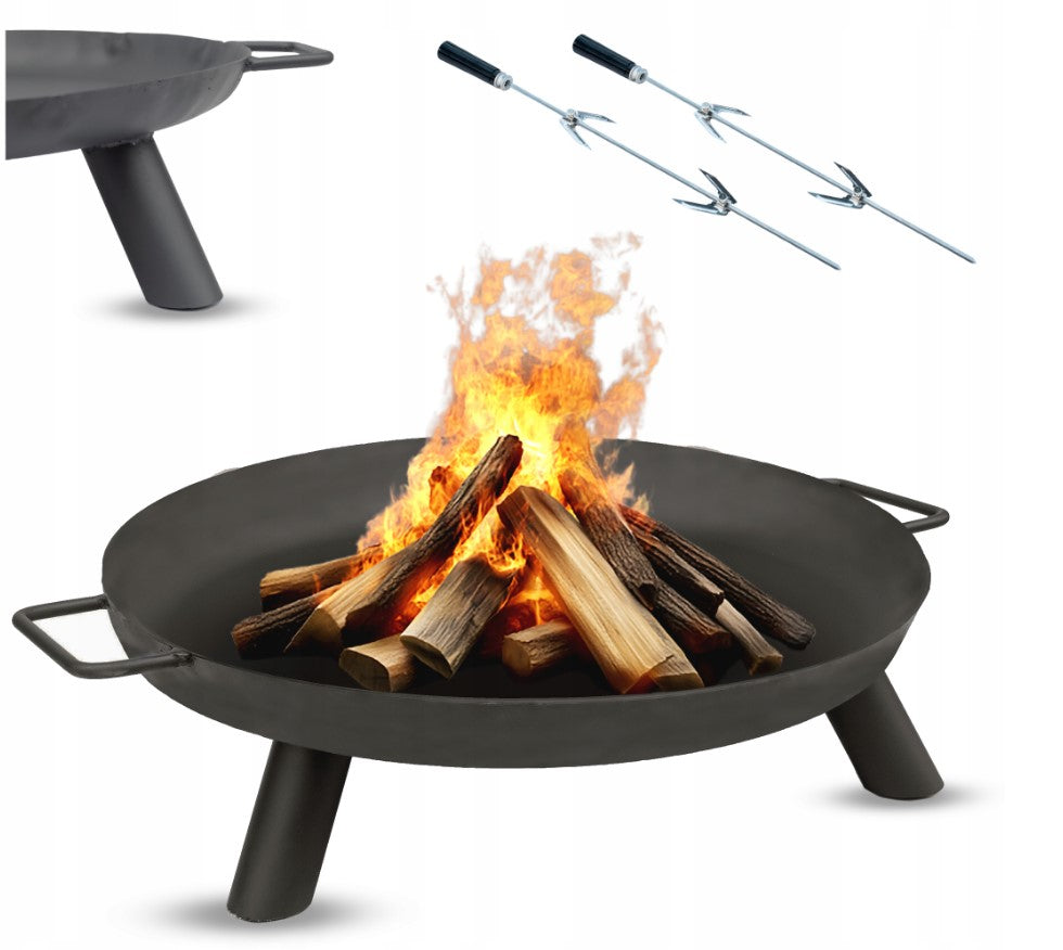 GARDEN FIREPLACE STEEL ROUND 70 cm GARDEN PORTABLE THICK 2 mm!