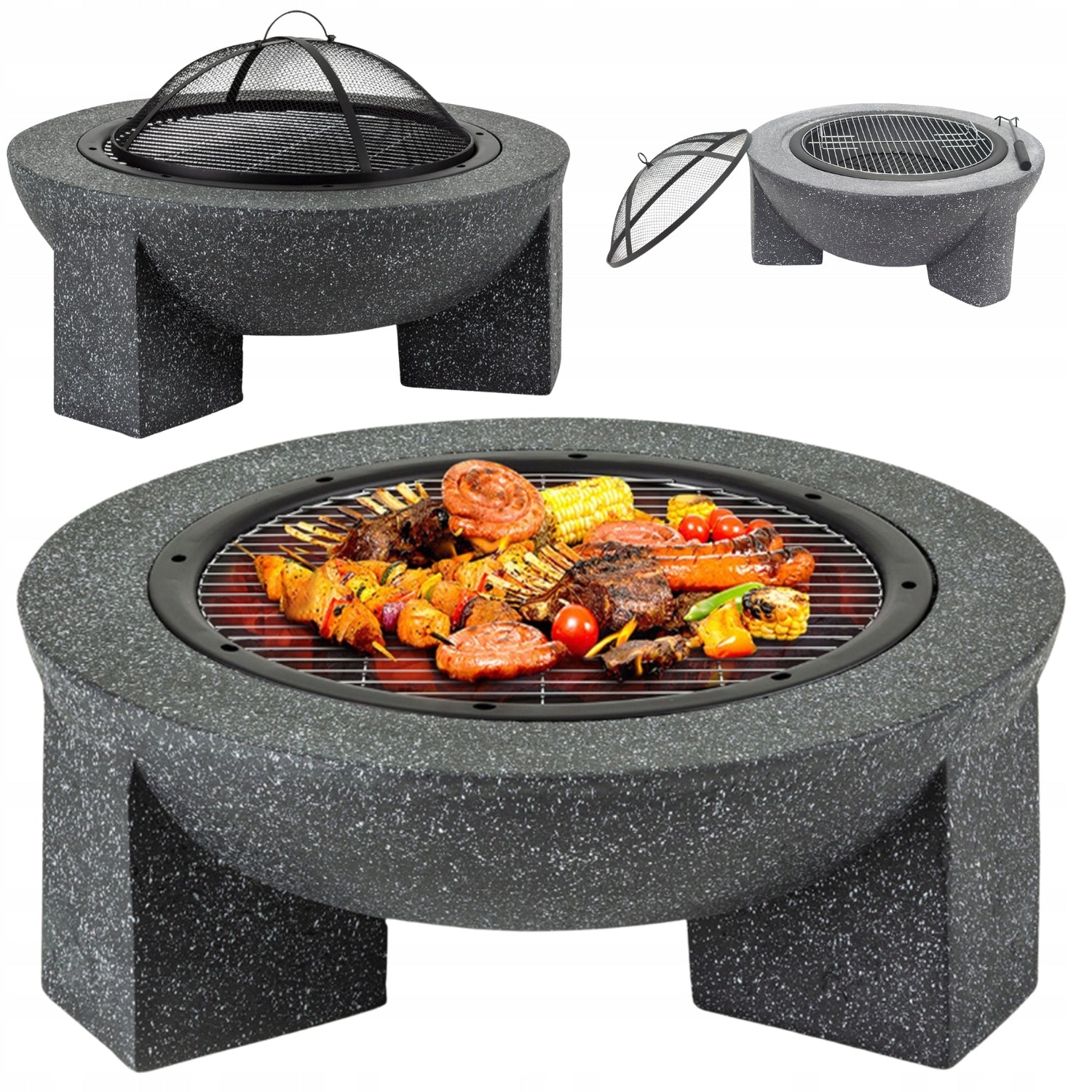 GARDEN FIREPLACE for Terrace Plot Garden Anthracite - BBQ + Poker