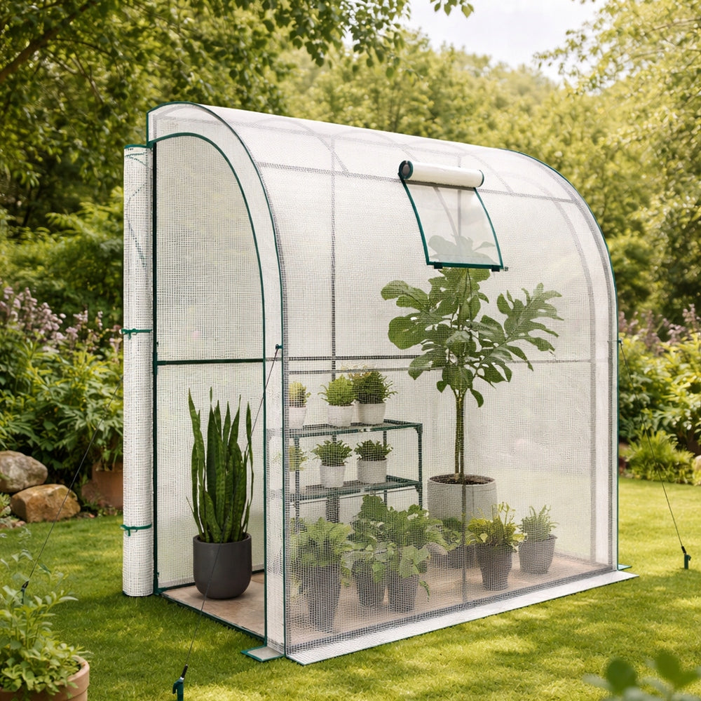 GARDEN FOIL TUNNEL GREENHOUSE 2x1x2 UV-4 WALL FOIL WITH SHELVES Length 2 m