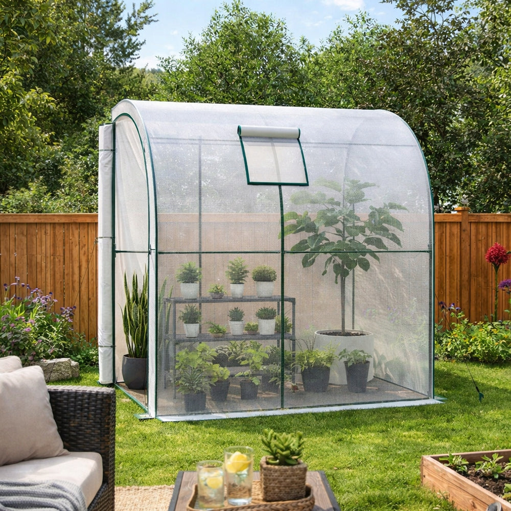 GARDEN FOIL TUNNEL GREENHOUSE 2x1x2 UV-4 WALL FOIL WITH SHELVES Width 1 m