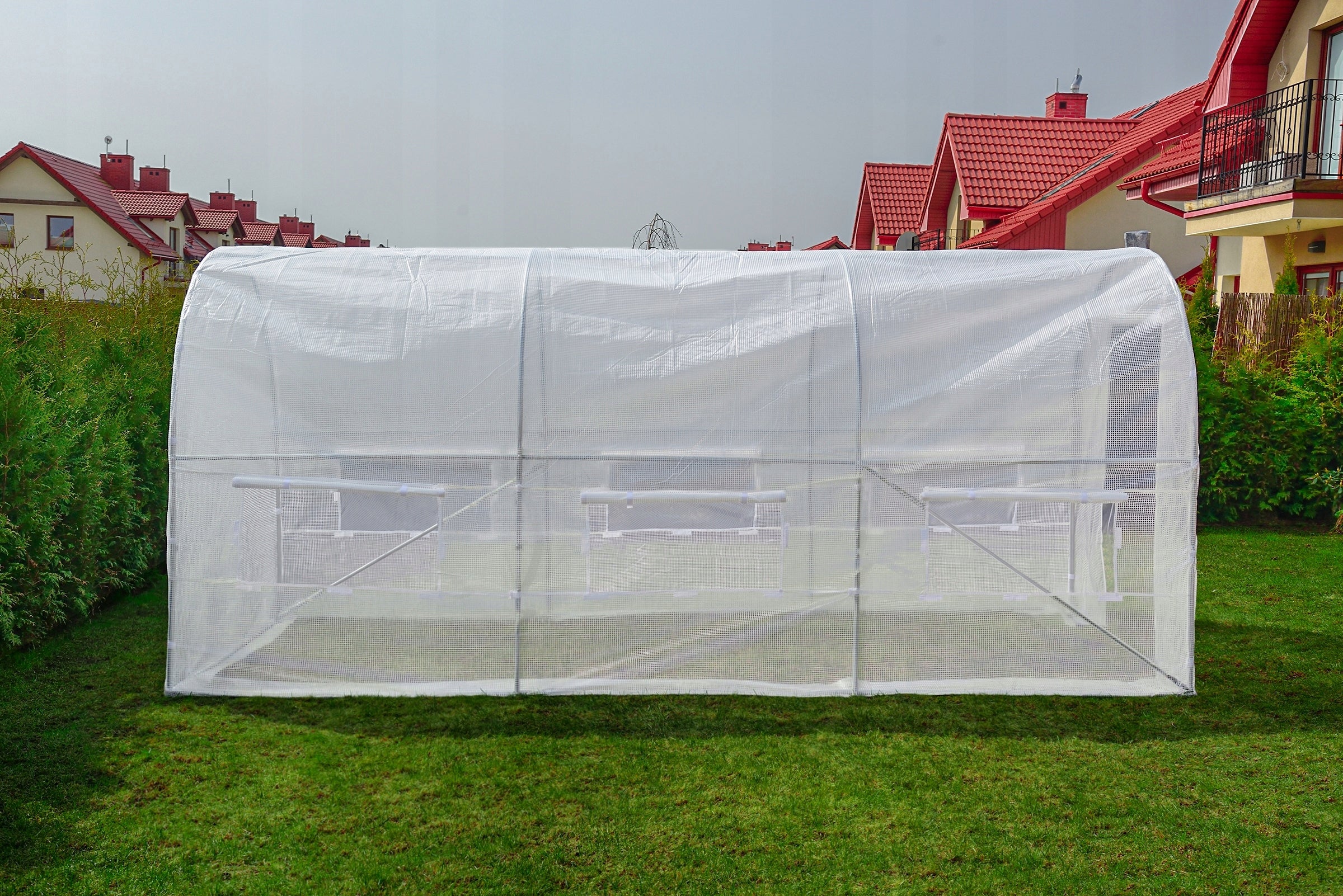 GARDEN FOIL TUNNEL GREENHOUSE 300x200 3x2 WHITE FRAME + FOIL Width 2 m