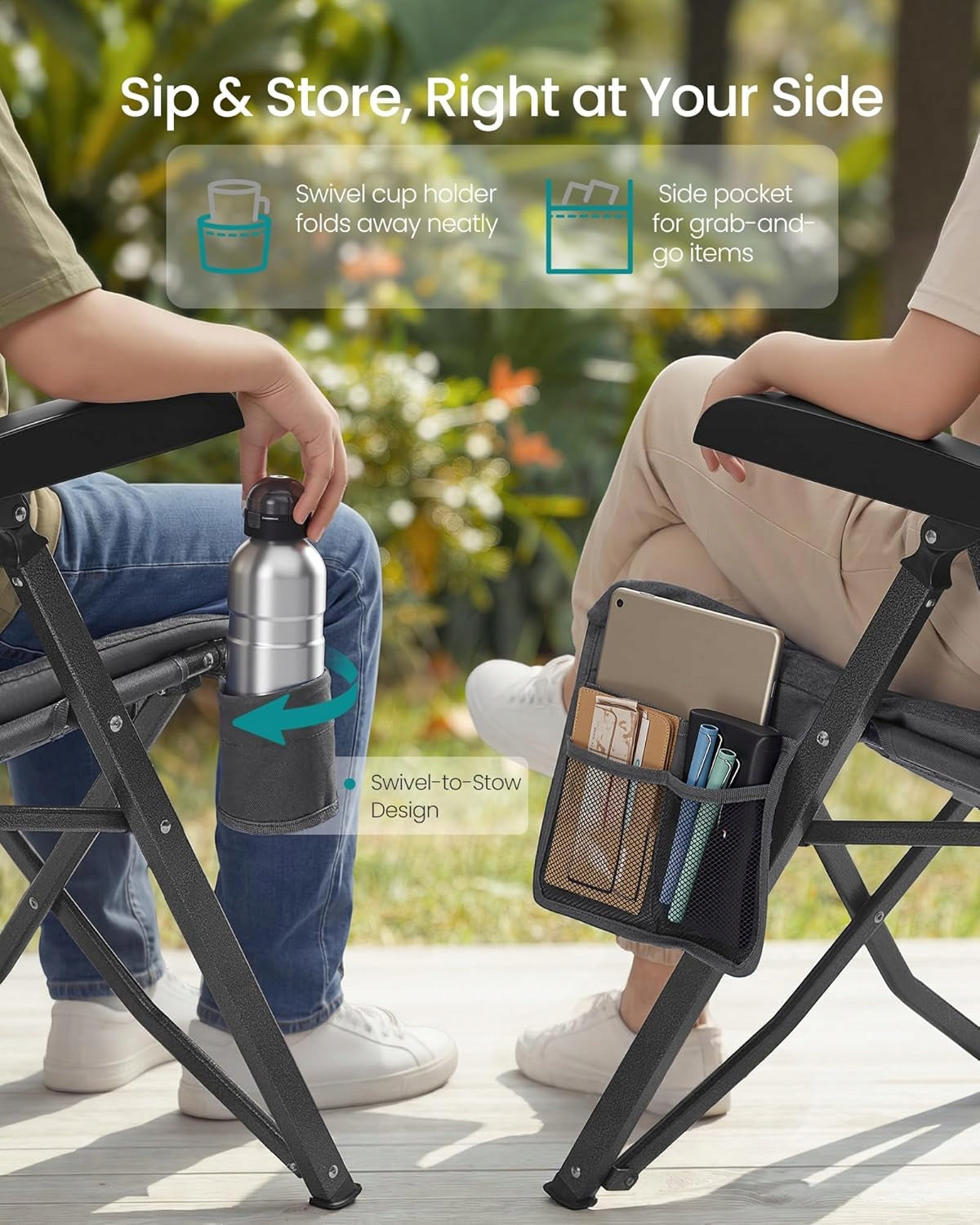 GARDEN FOLDING CAMPING CHAIR ADJUSTABLE HIGH BACK WITH POCKET Manufacturer code GCB016GZ01