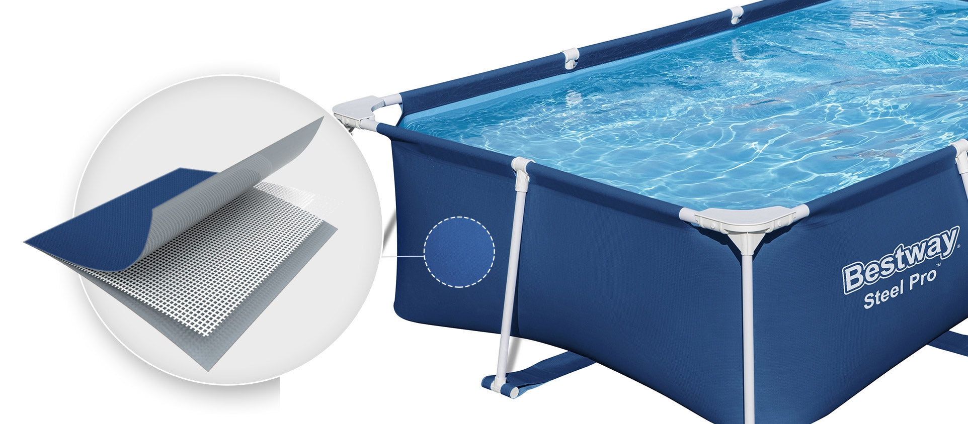 GARDEN FRAME POOL RECTANGULAR FAMILY 259x170x61 BESTWAY 16in1 Brand Bestway
