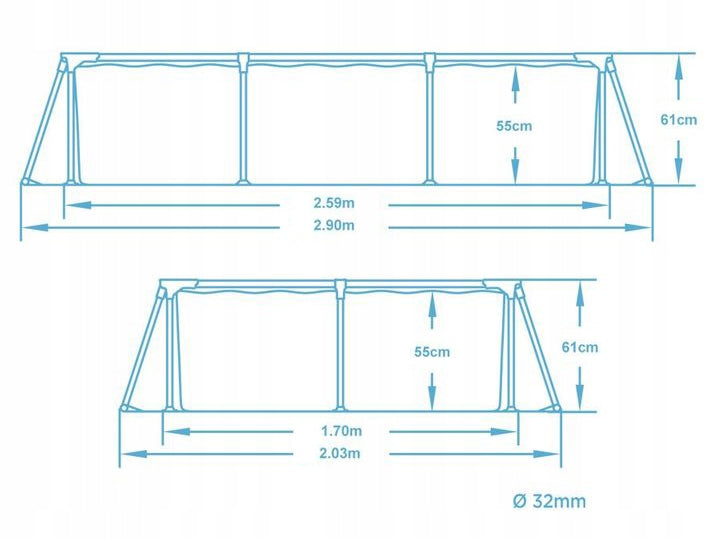 GARDEN FRAME POOL RECTANGULAR FAMILY 259x170x61 BESTWAY 16in1 Length 259 cm