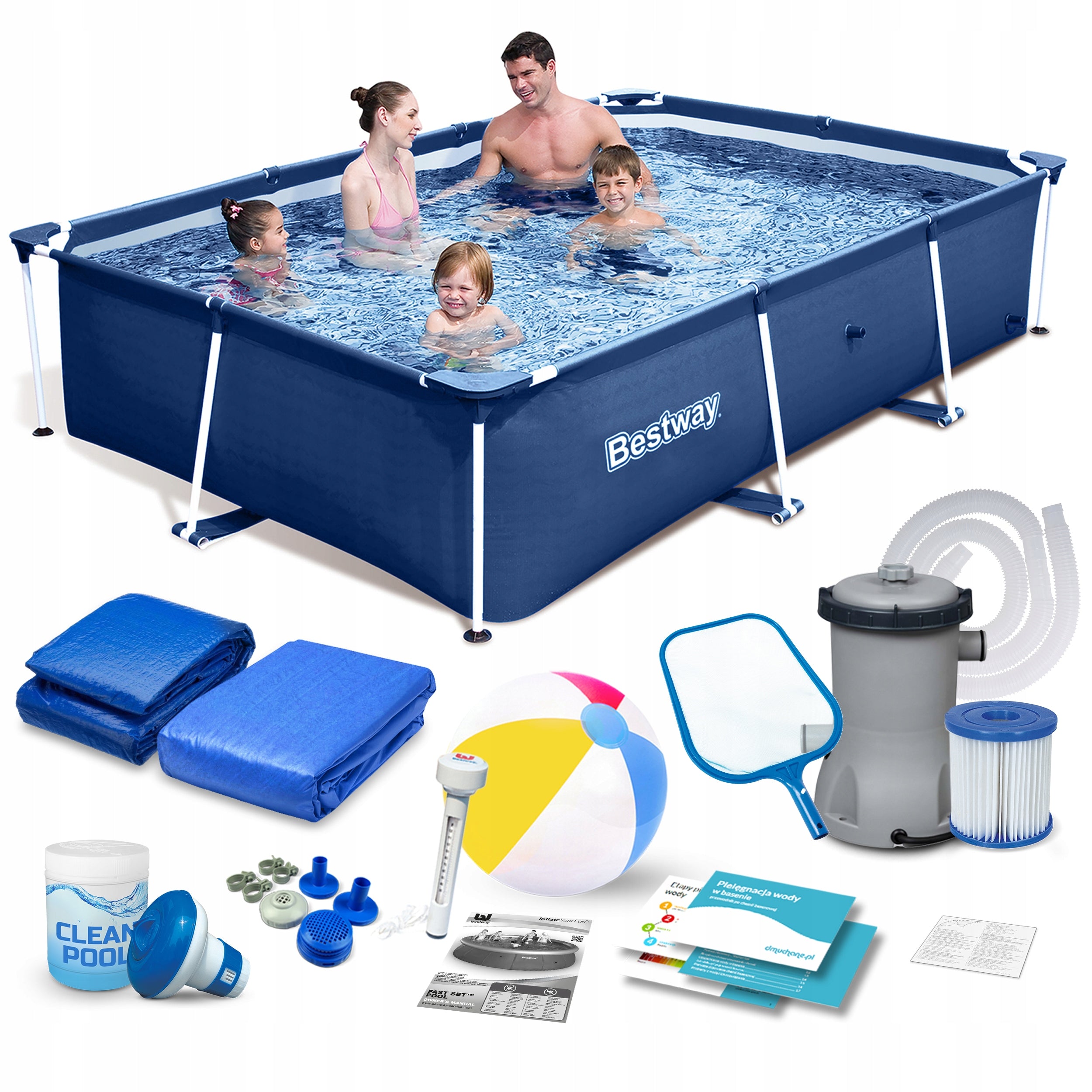 GARDEN FRAME POOL RECTANGULAR FAMILY 259x170x61 BESTWAY 16in1