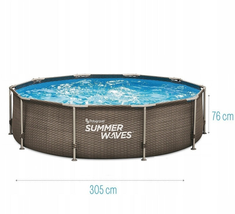 GARDEN FRAME POOL WITH PUMP 305x76 cm SET RATAN MODEL 2026 Height 76 cm