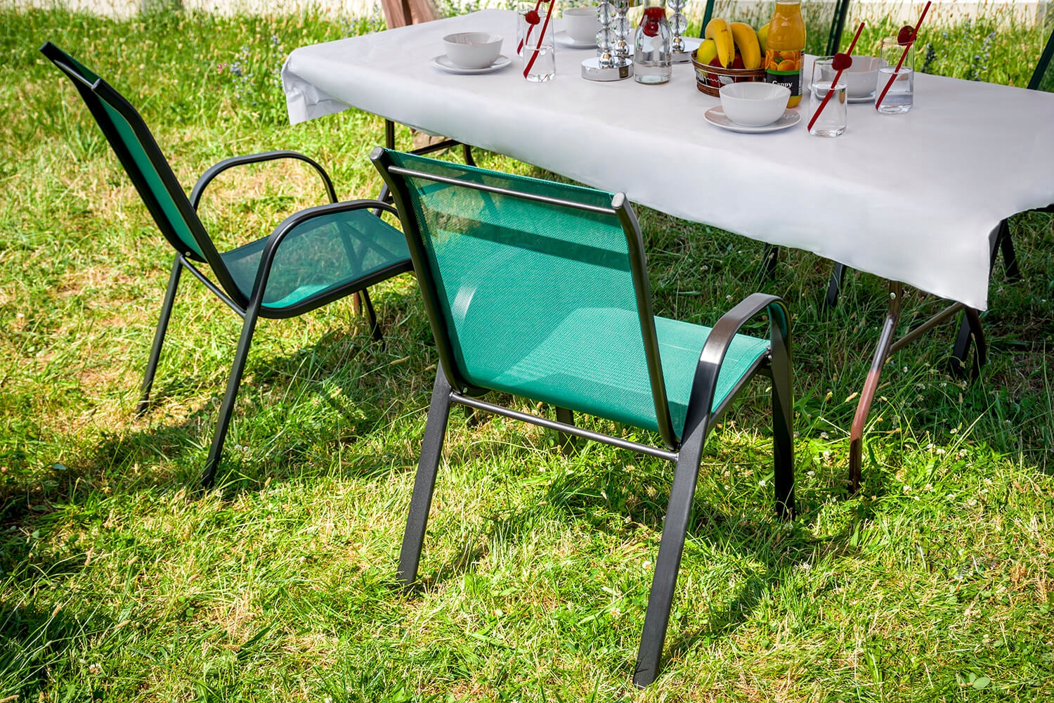 GARDEN FURNITURE 6 CHAIRS SET LARGE GARDEN TABLE 140x80 METAL SET Main material metal
