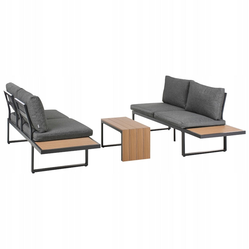 GARDEN FURNITURE ALUMINUM CORNER MODULAR SET WOOD GRAY TERRACE Color gray