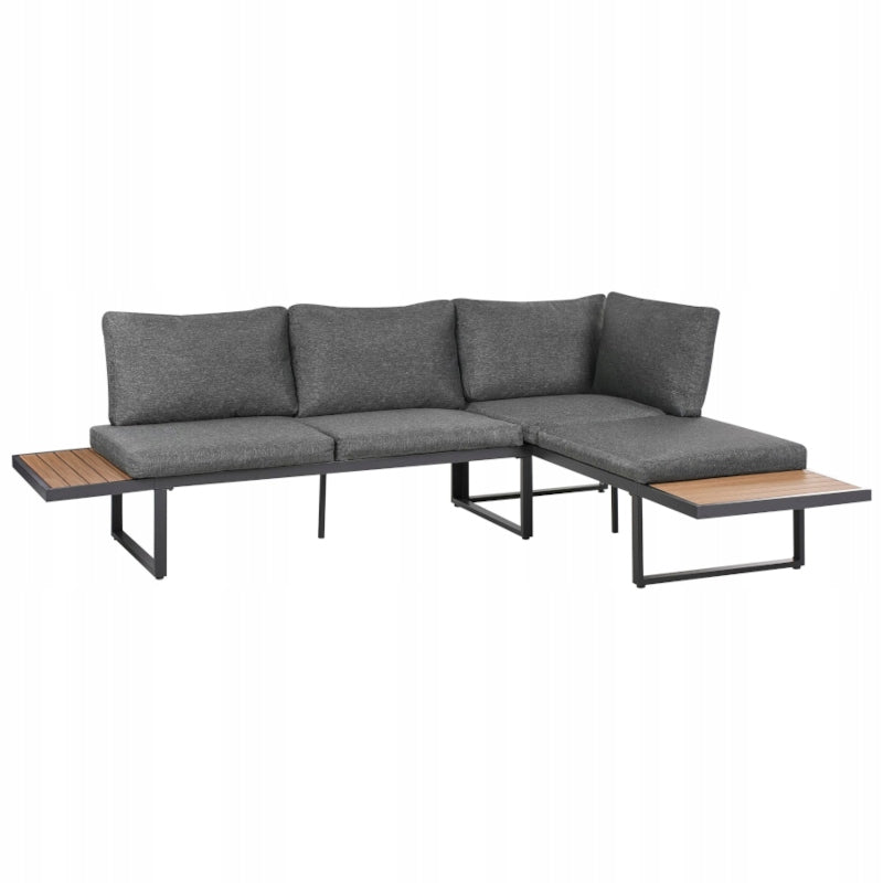 GARDEN FURNITURE ALUMINUM CORNER MODULAR SET WOOD GRAY TERRACE Line 23943