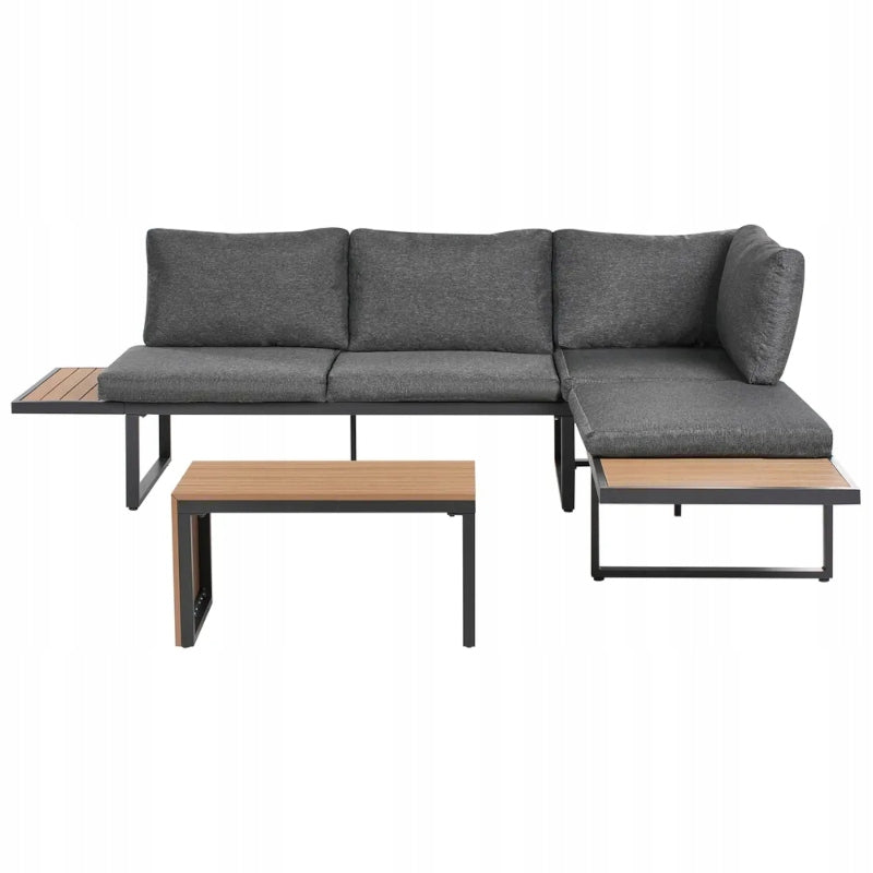 GARDEN FURNITURE ALUMINUM CORNER MODULAR SET WOOD GRAY TERRACE Number of items in the set 3