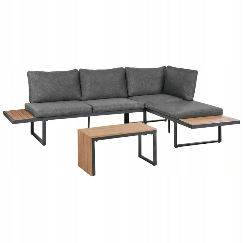 GARDEN FURNITURE ALUMINUM CORNER MODULAR SET WOOD GRAY TERRACE Packaging status original