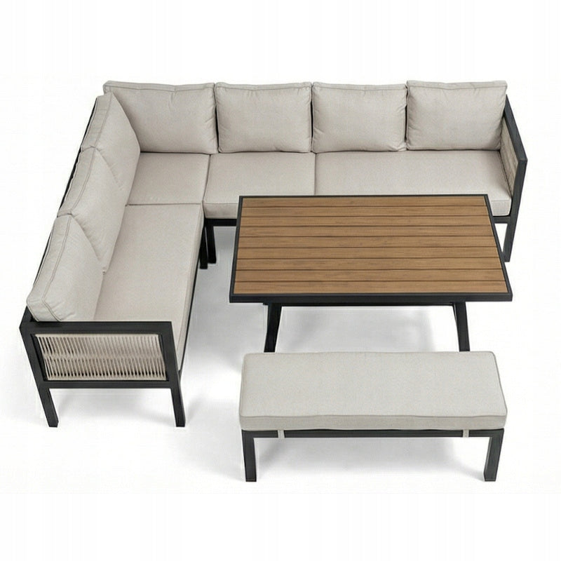 GARDEN FURNITURE ALUMINUM CORNER SEATING SET BEIGE TERRACE TABLE Manufacturer code 23944