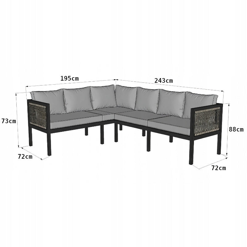 GARDEN FURNITURE ALUMINUM CORNER SEATING SET GREY TERRACE TABLE Main material metal