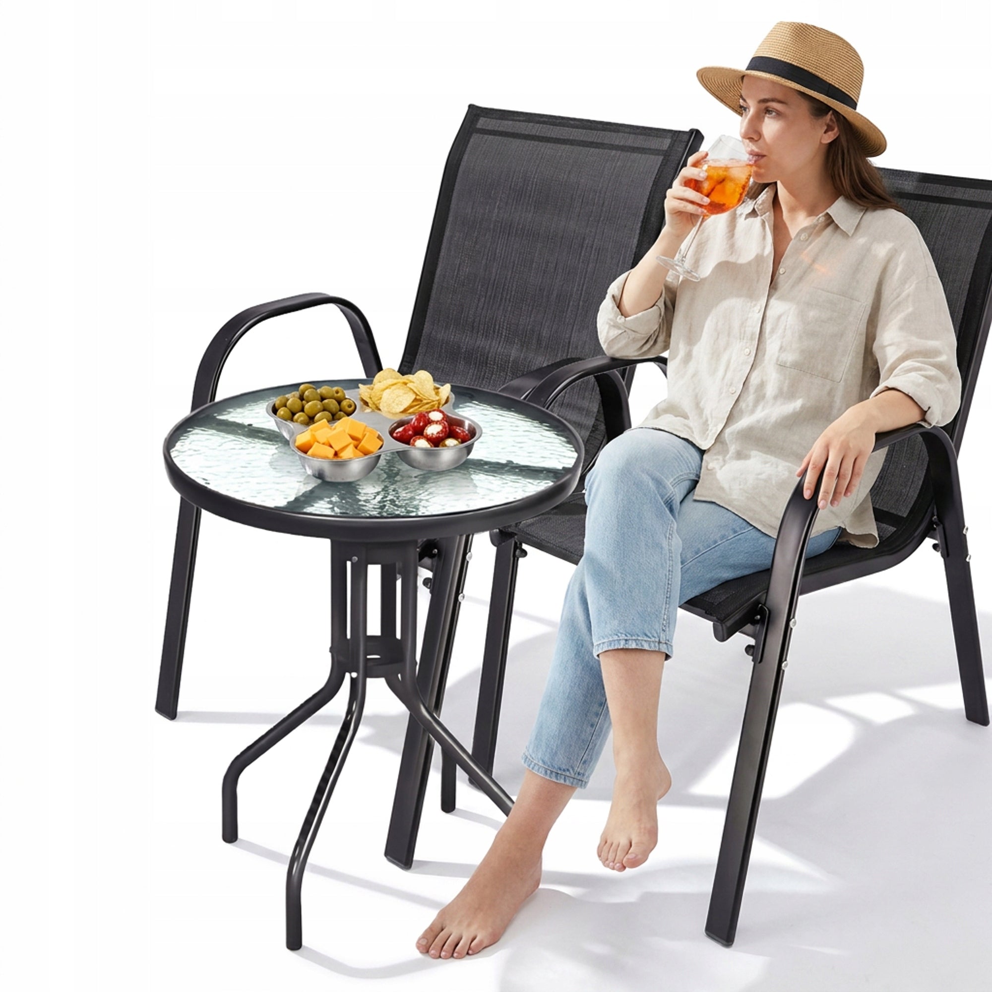 GARDEN FURNITURE BALCONY GARDEN FURNITURE SET TABLE + 2 CHAIRS Packaging status original