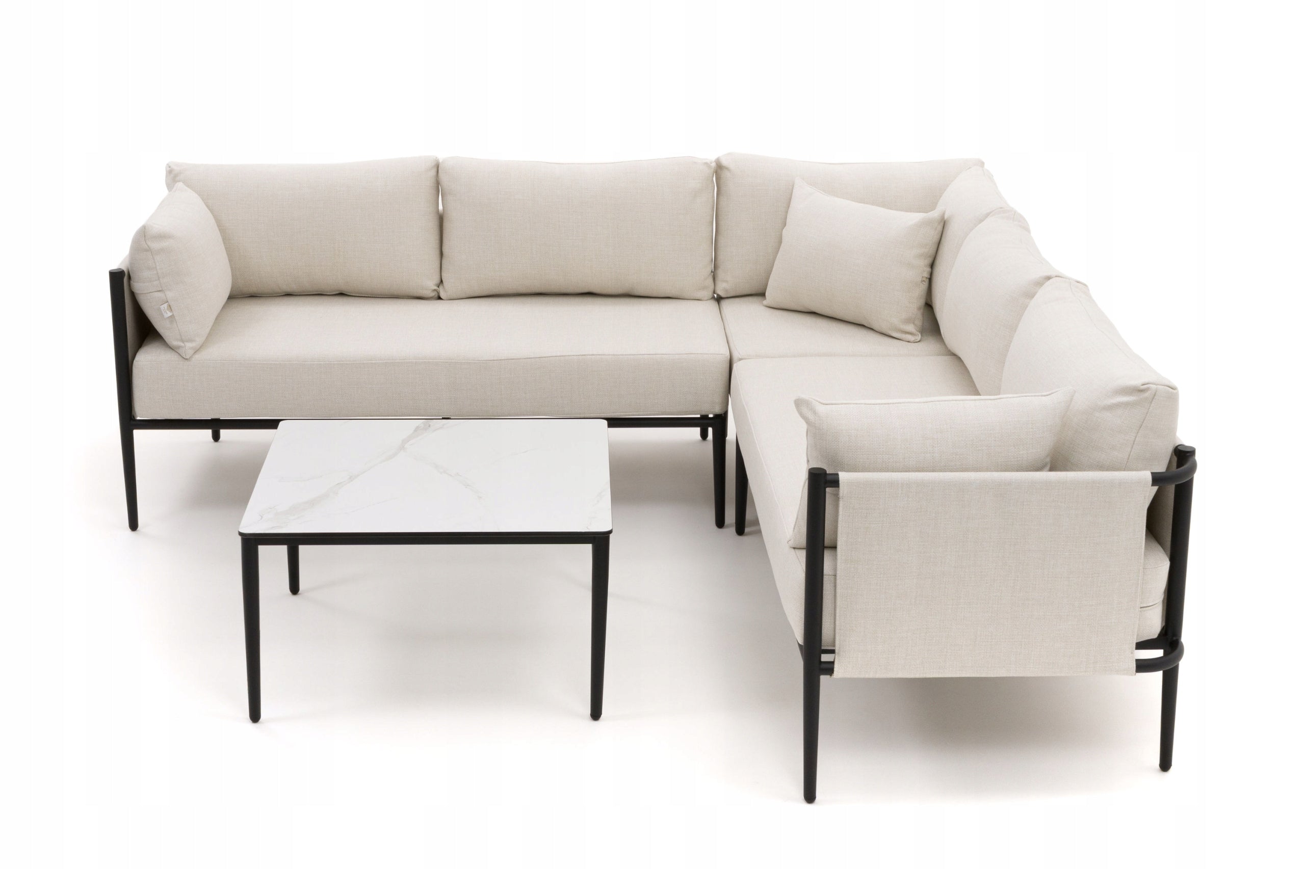 GARDEN FURNITURE CORNER TERRACE MODERN ALUMINUM BELIZE BEIGE AND WHITE Color beige